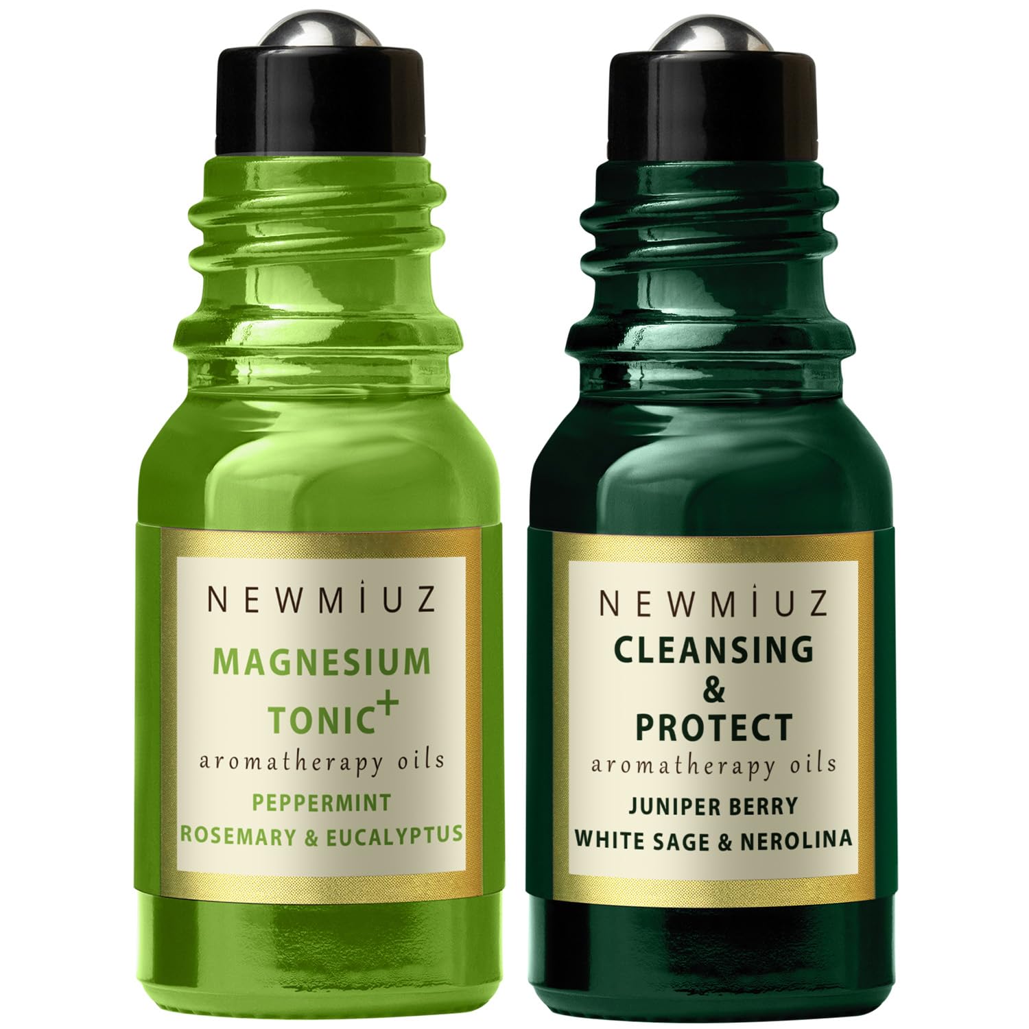 Headache Roll On Stick Peppermint Rosemary and Eucalyptus & Cleansing and Protect Juniper Berry White Sage with Nerolina Pack of 2 New MiuzAu supplements