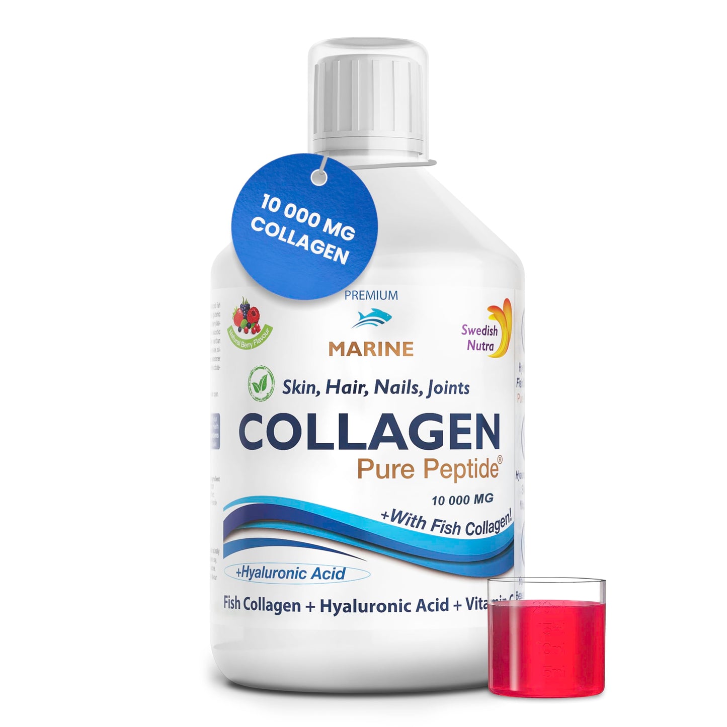 Marine Liquid Collagen 10000mg 500 ml I Pure Hydrolyzed Collagen Peptides Swedish NutraUS supplements