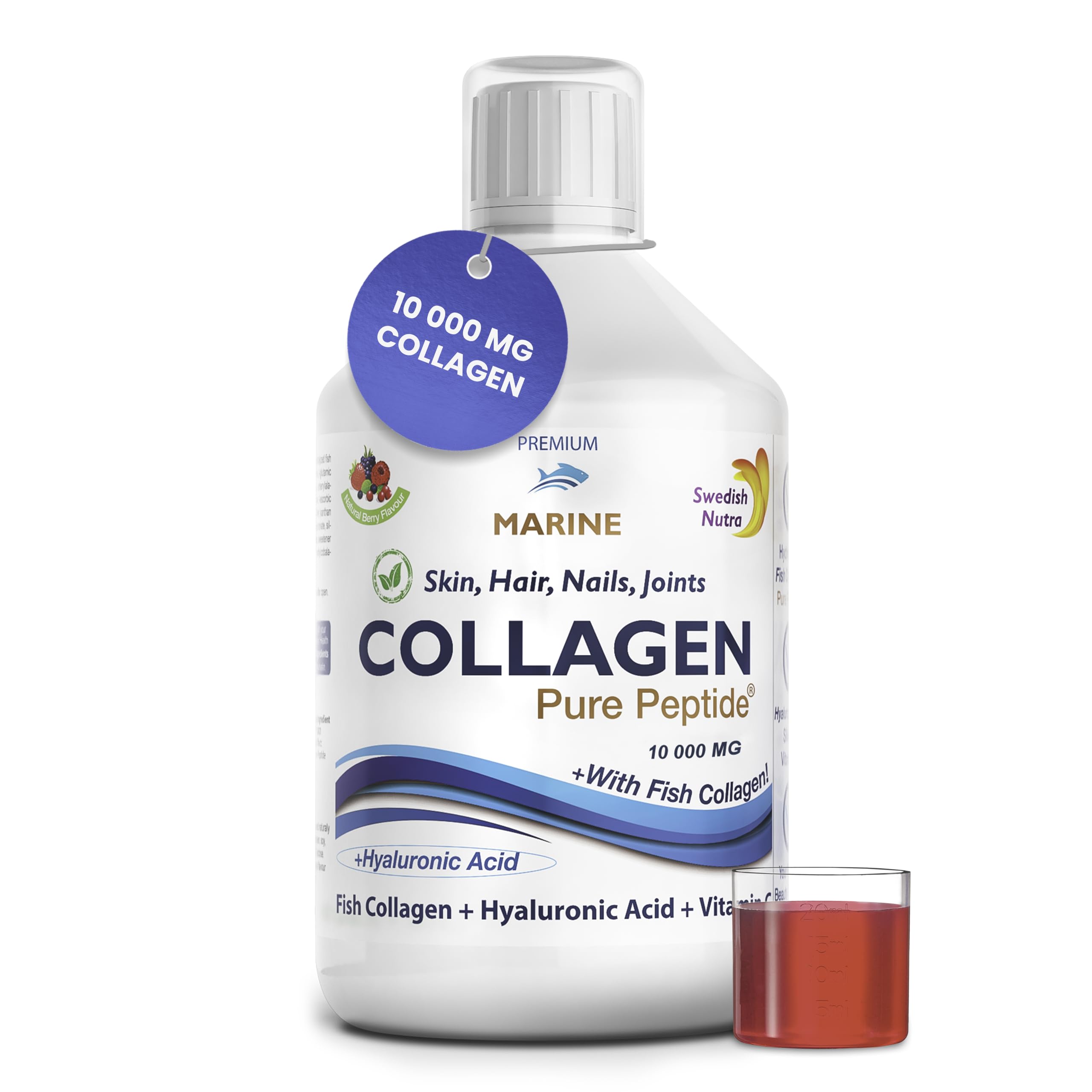 Marine Liquid Collagen 10000mg 500 ml I Pure Hydrolyzed Collagen Peptides Swedish NutraAu supplements