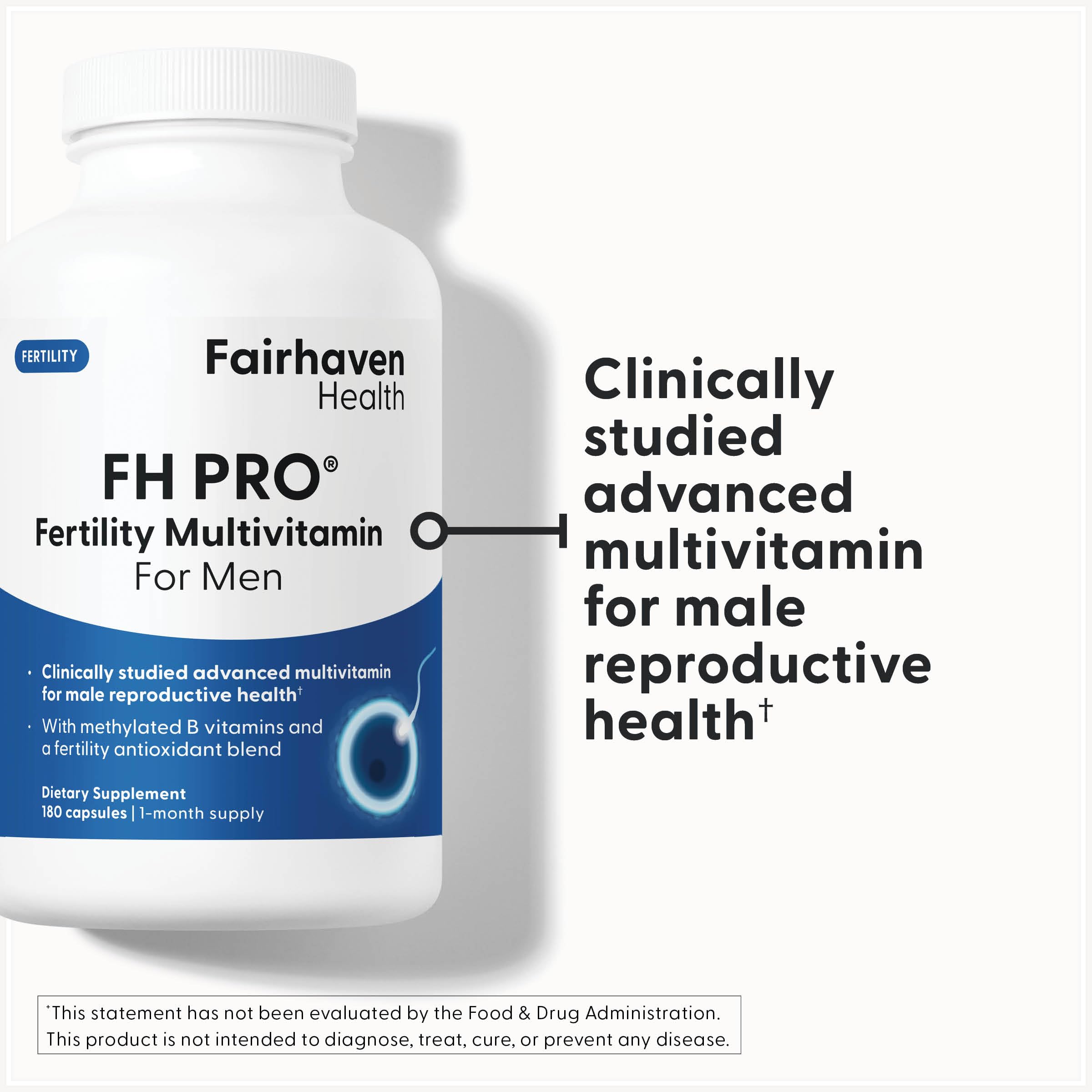 Fairhaven Health FH Pro for Men | Clinically Studied Premium Prenatal Fertility Supplements for Men | Male Fertility Supplements | Count and Motility Support Pre-Conception for Him | 180 Capsules Fairhaven HealthAu supplements