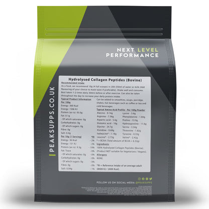 Grass Fed Collagen Powder | Pure Hydrolysed Bovine Protein Peptides (1Kg) Peak SuppsUS supplements