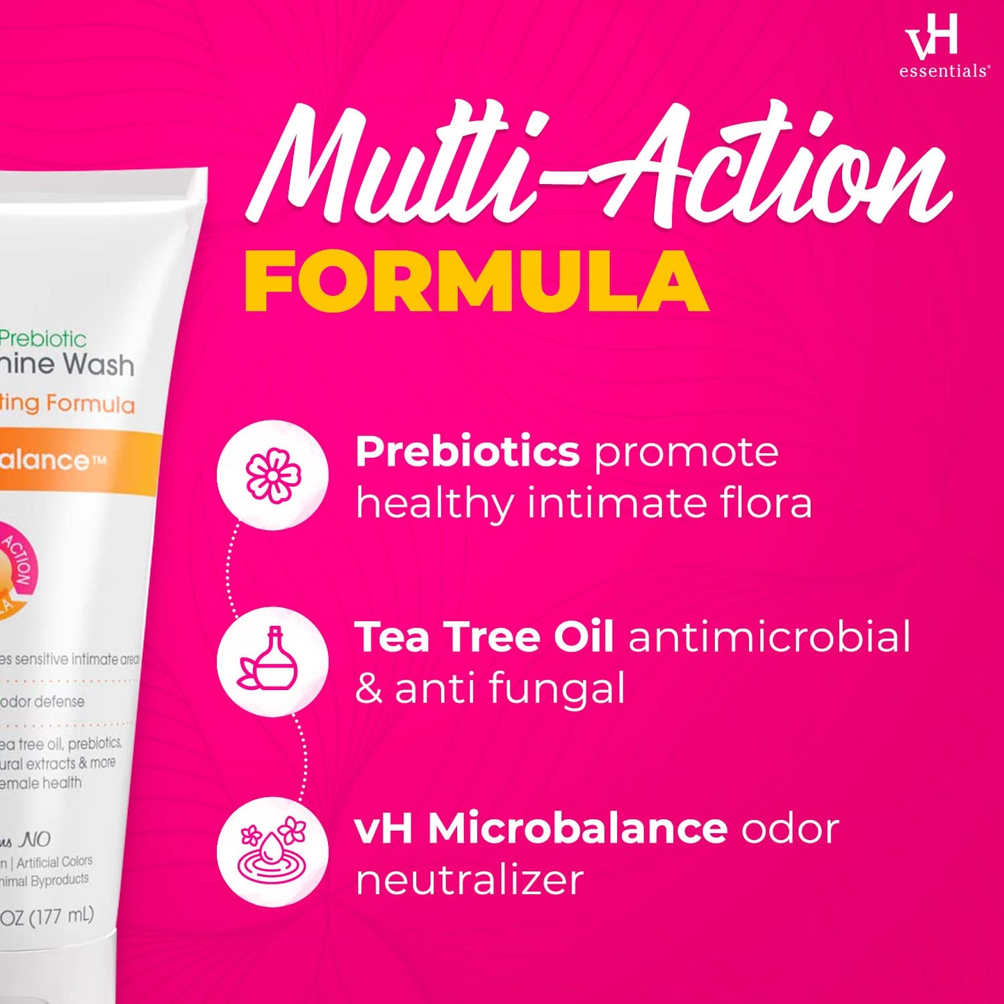 vH essentials, Ph Balanced Daily Feminine Wash, Tea Tree Oil & Prebiotic vH essentialsUS supplements