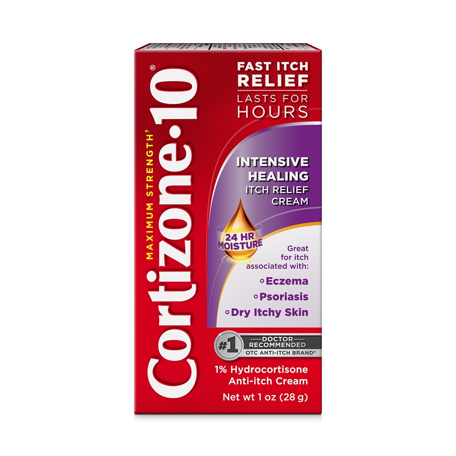 Cortizone-10 Maximum Strength Intensive Healing Itch Relief Cream, 1% Hydrocortisone, Fast-Acting, Anti-Itch Cream for Bug Bites, Rash, Eczema, Psoriasis, Poison Ivy, Oak, Sumac & More, 1 oz Cortizone 10Au supplements