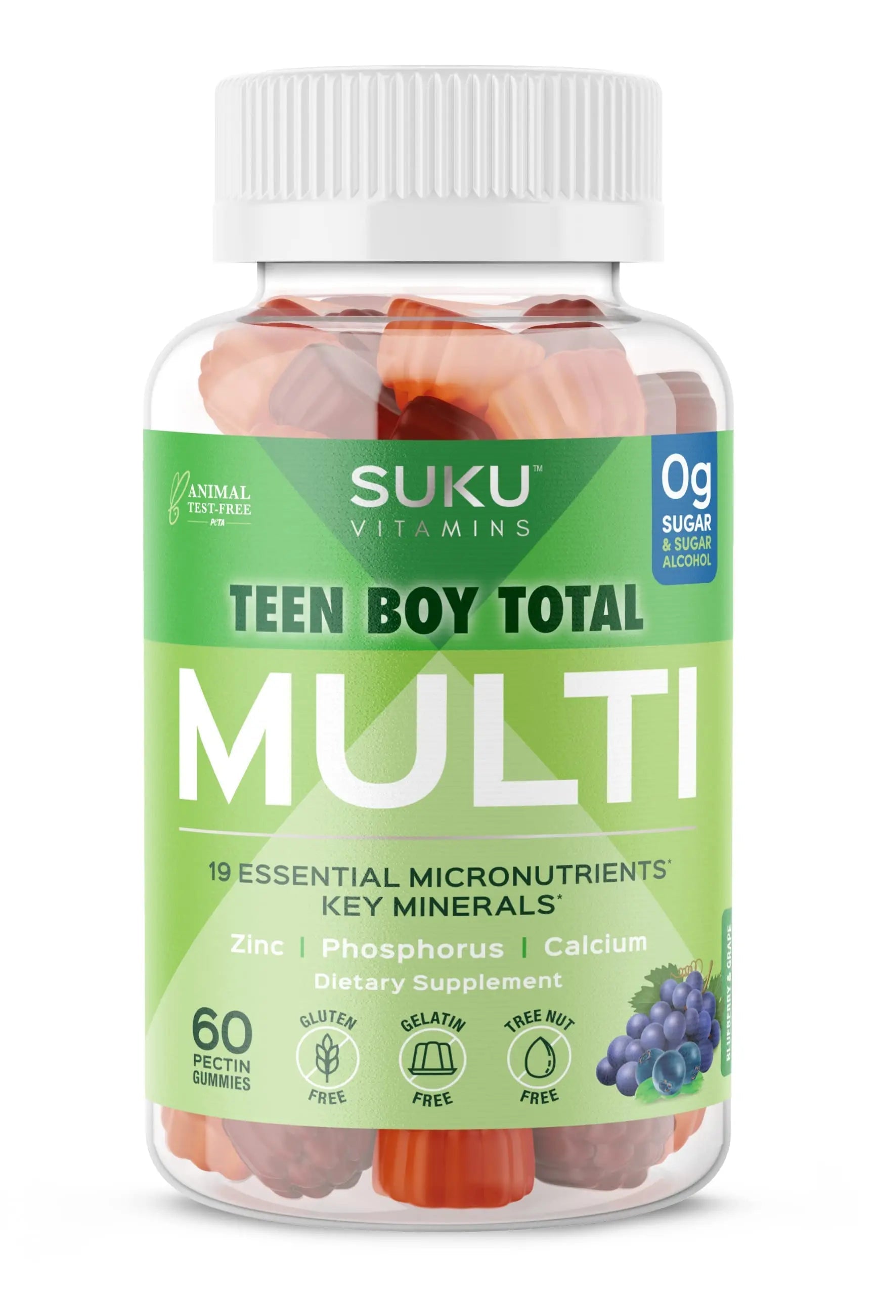 SUKU Teen Boy Multivitamin Gummies – Vitamins A, B12, C, D3, E, Zinc & Biotin – Sugar-Free Vegetarian Supplement SUKUAu supplements