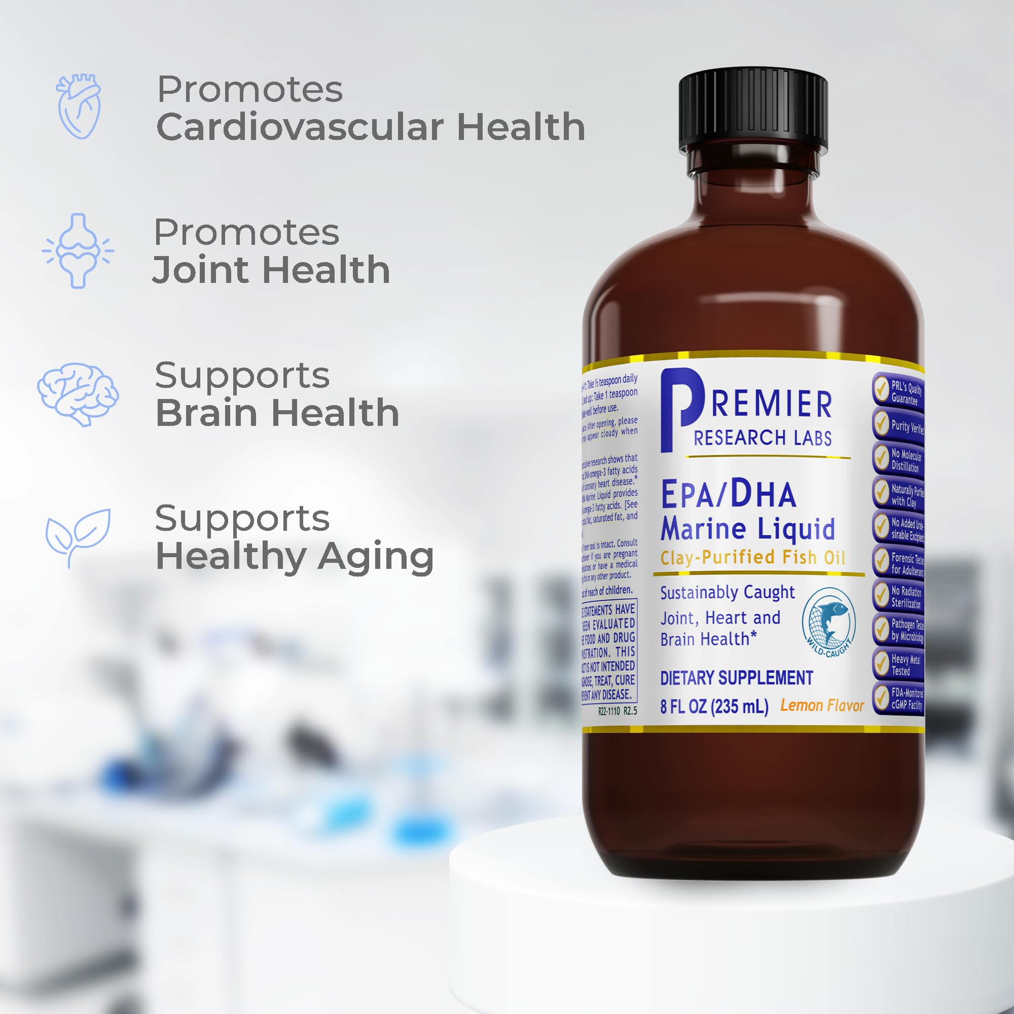 Premier Research Labs EPA/DHA Marine Liquid - Omega 3 Fish Oil Liquid, Omega 3 Liquid Fish Oil Supplement for Adults, Joint, Heart, & Brain Health Support - 8 Fl Oz Bottle Premier Research LabsAu supplements