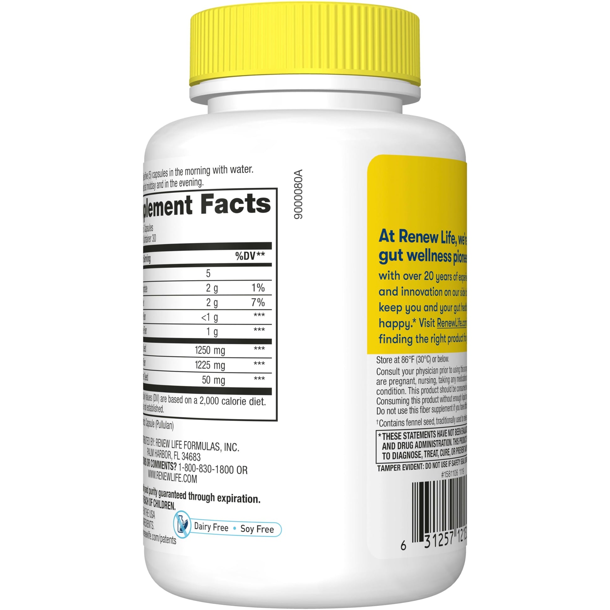 Renew Life Adult Daily Digestive Prebiotic Fiber, 150 Vegetarian Capsules Renew LifeUS supplements