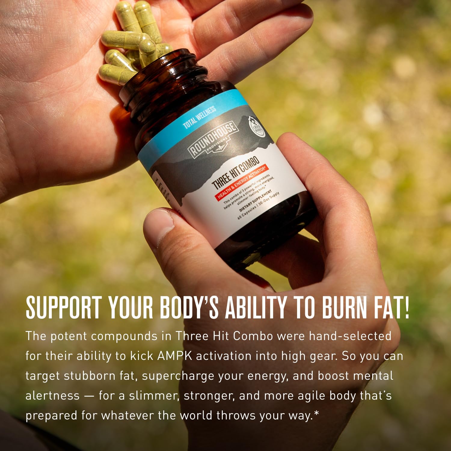 ROUNDHOUSE PROVISION Three Hit Combo by Chuck Norris – Fat Burner, Energy Booster & Wellness Support – 30-Day Supply (60 Capsules) ROUNDHOUSE PROVISIONAu supplements