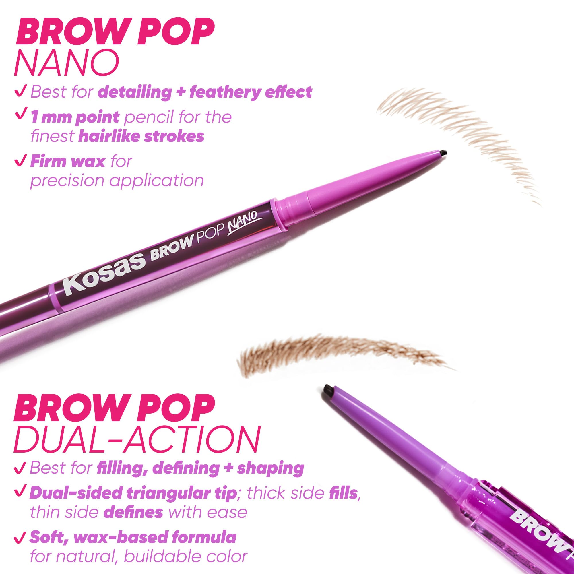 Kosas Brow Pop Nano Eyebrow Pencil – Ultra-Fine 1mm Micro Brow Pencil with Spoolie, Medium Brown KosasAu supplements
