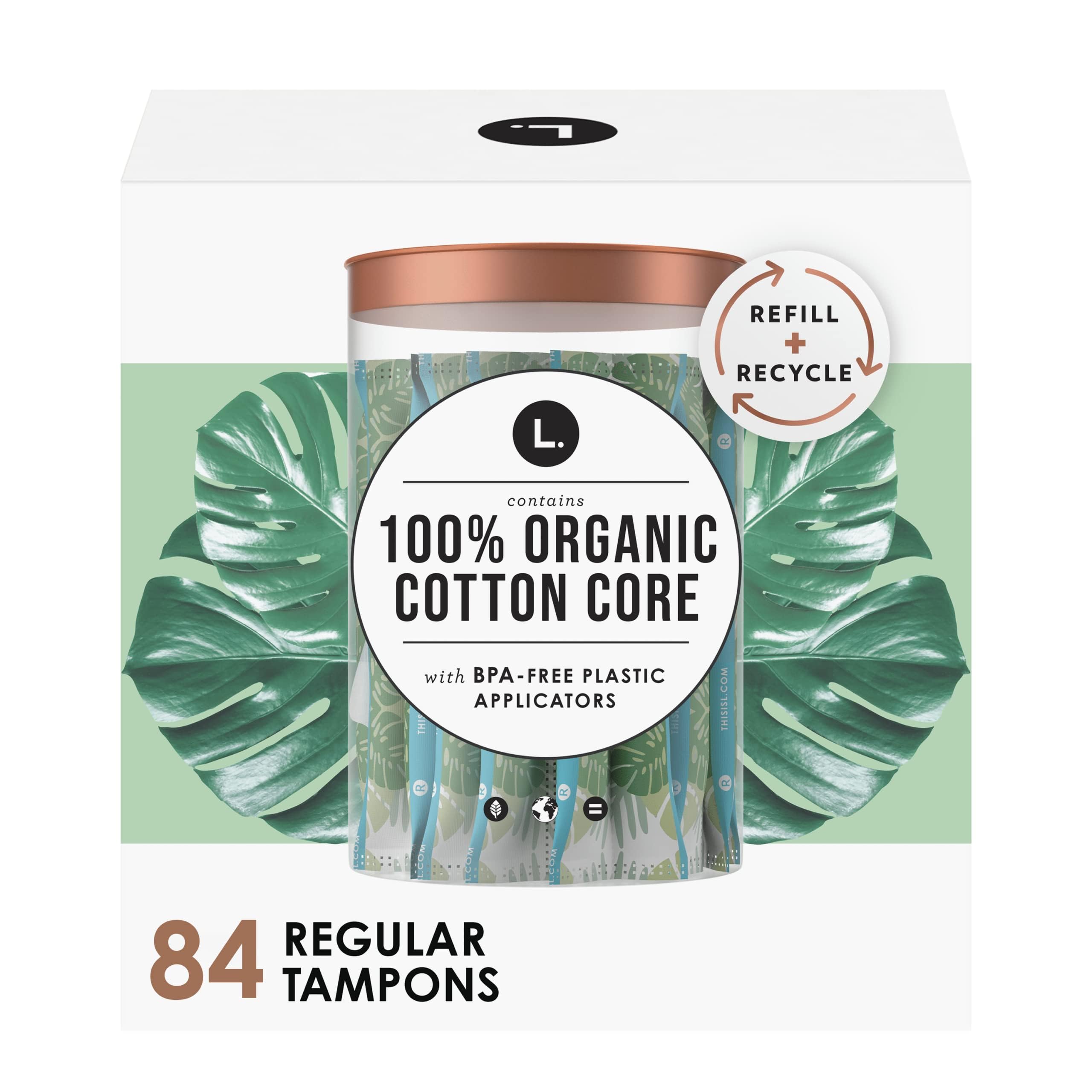 L. Organic Cotton Tampons - Regular 42 Count x 2 Packs (84 Count Total) (Packaging May Vary) L.Au supplements