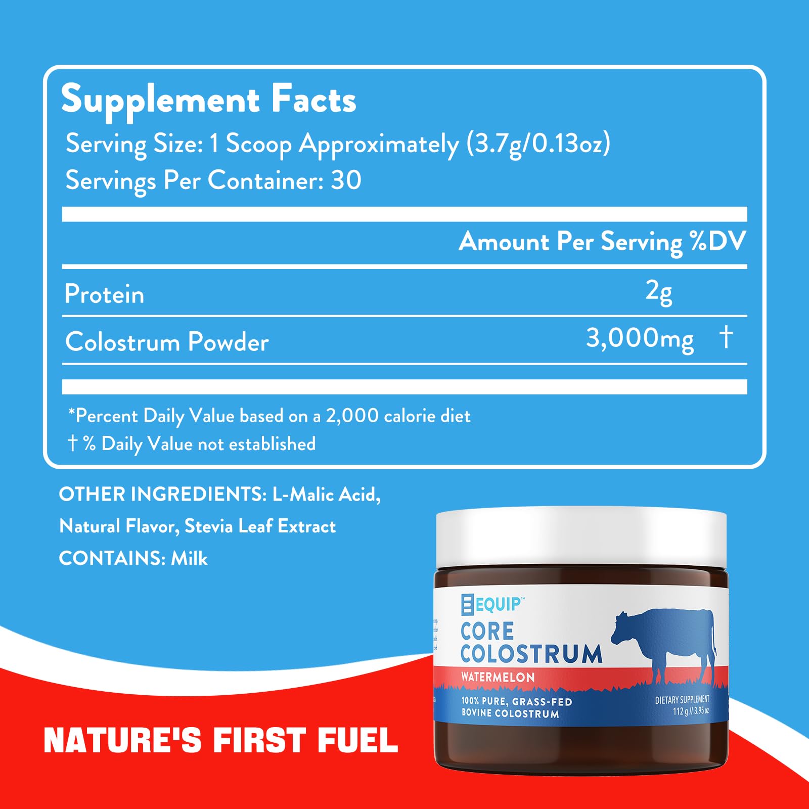 Equip Foods Core Colostrum - 100% Grass Fed Colostrum Powder 3,000mg, 40% IgG EquipAu supplements