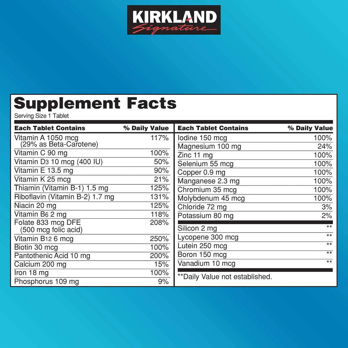 Kirkland Signature Daily Multi, 500 Tablets (2 Pack) KIRKLANDAu supplements