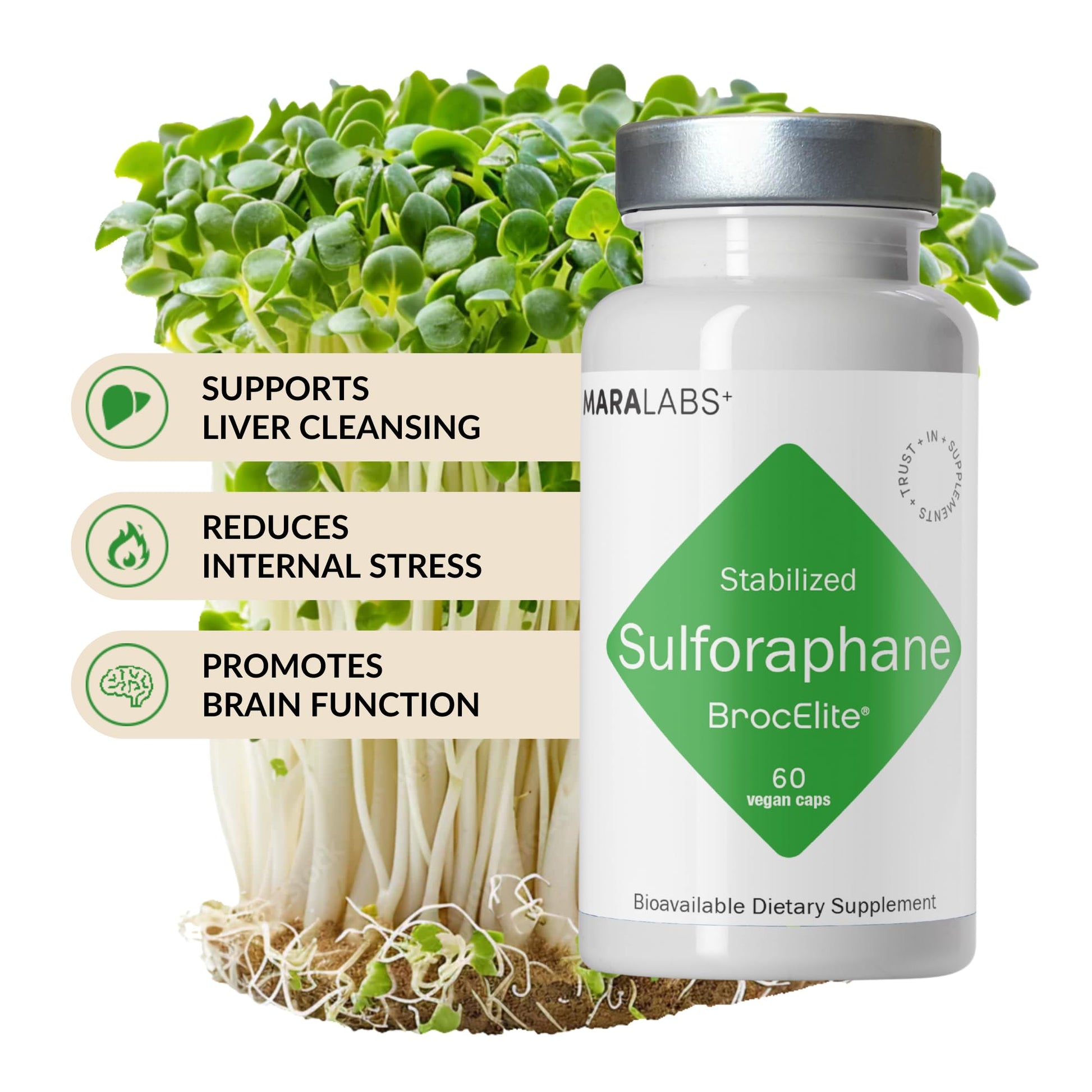BrocElite Mara Labs Plus | Stabilized Broccoli Sulforaphane Supplement | Glyphosate Residue Free Certified – Third-Party Tested | 60 Vegan Capsules BrocEliteAu supplements