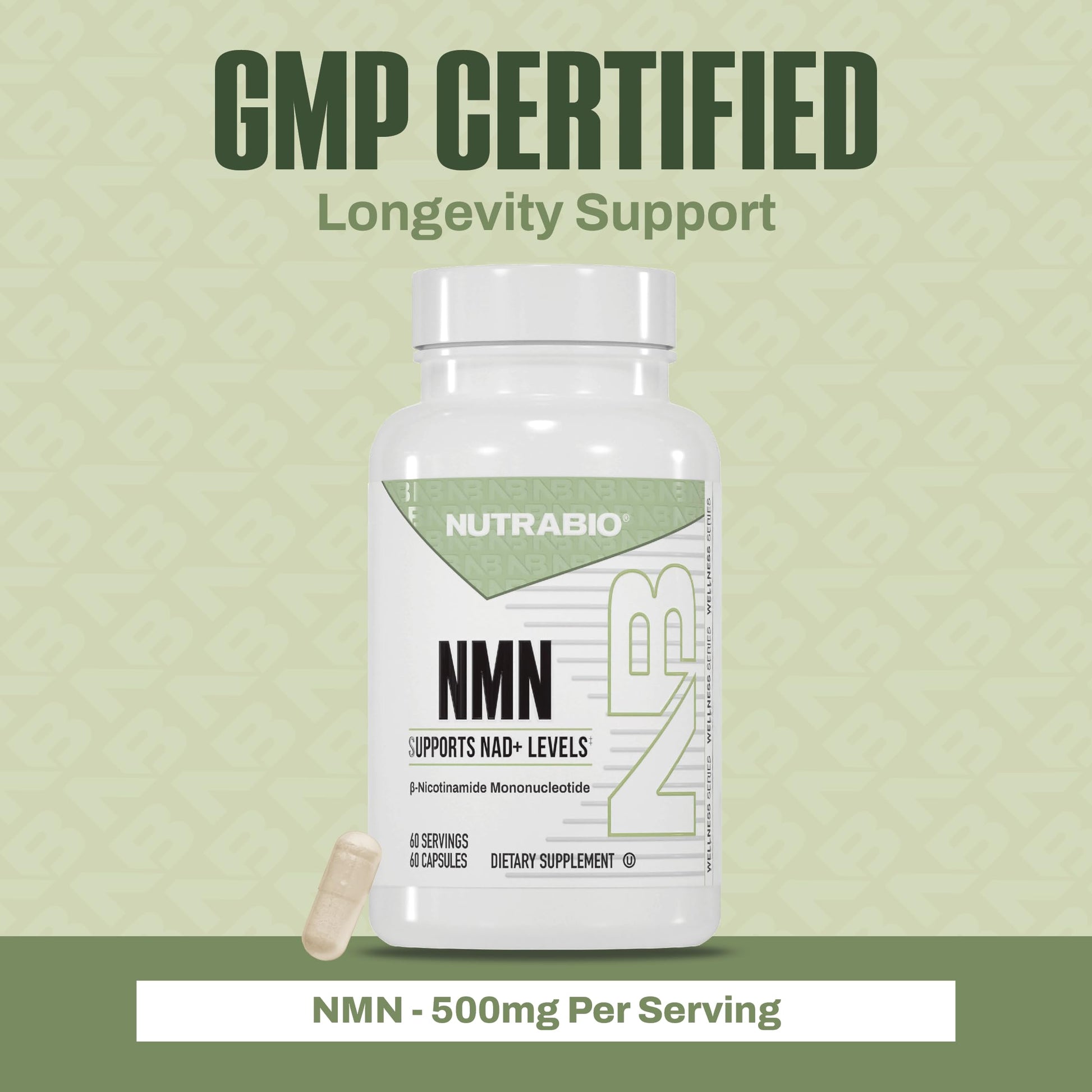 NutraBio NMN - NAD Supplement, Longevity Support, Boost NAD Levels, Increase Cellular Energy, Brain Health, Healthy Aging- 60 Servings- 60 Capsules NutraBioAu supplements