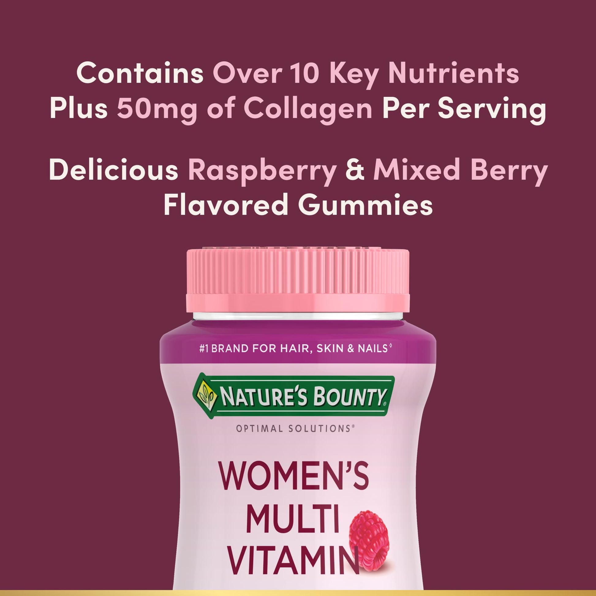 Nature's Bounty Optimal Solutions Women's Multivitamin, Immune and Cellular Energy Support, Bone Health, Raspberry Flavor Nature's Bounty Optimal SolutionsAu supplements