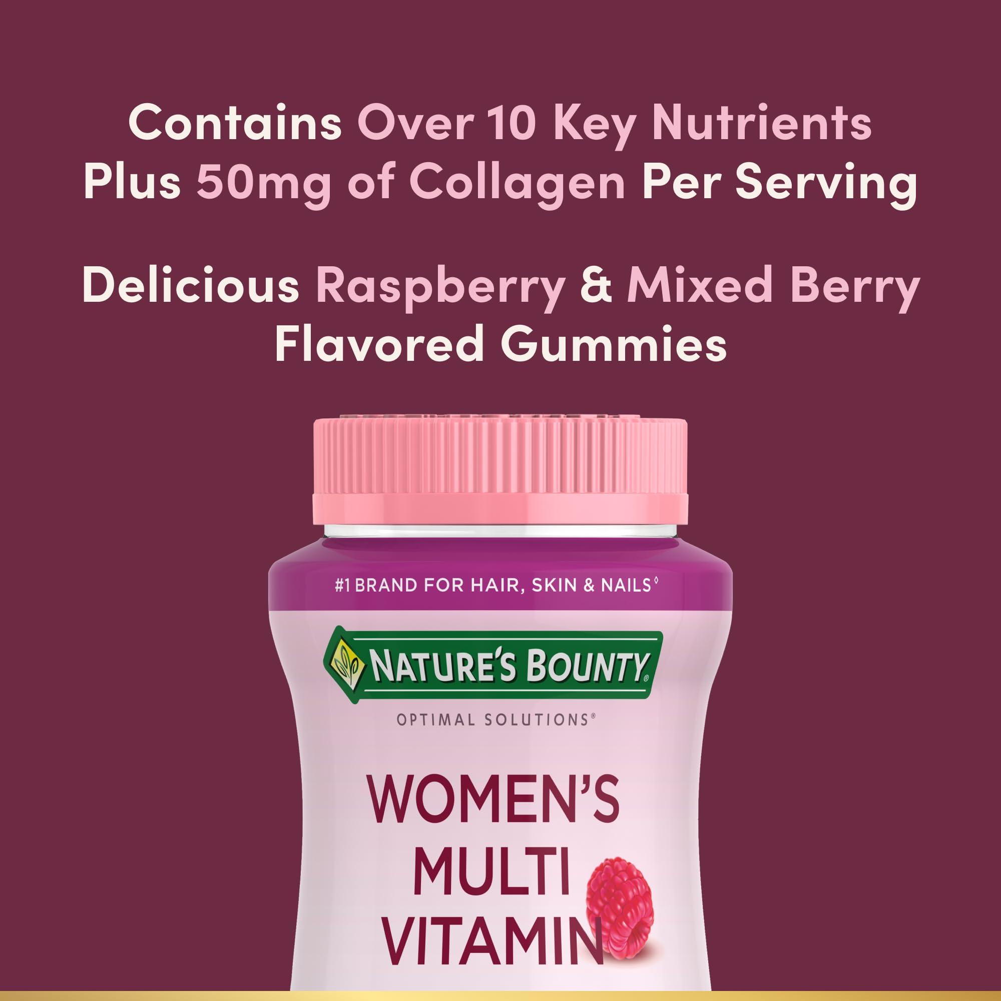 Nature's Bounty Optimal Solutions Women's Multivitamin, Immune and Cellular Energy Support, Bone Health, Raspberry Flavor Nature's Bounty Optimal SolutionsAu supplements