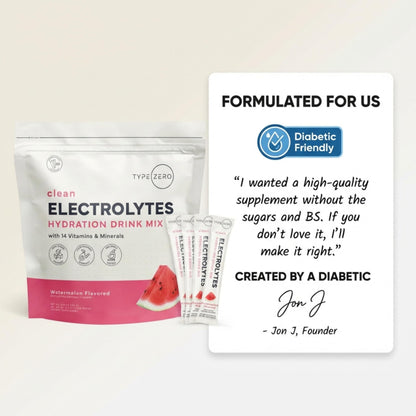 Type Zero Sugar Free Electrolytes Powder Packets + Clean Hydration Powder Stick Packs with 14 Vitamins and Minerals - Watermelon Flavor, 30 Servings Type ZeroUS supplements
