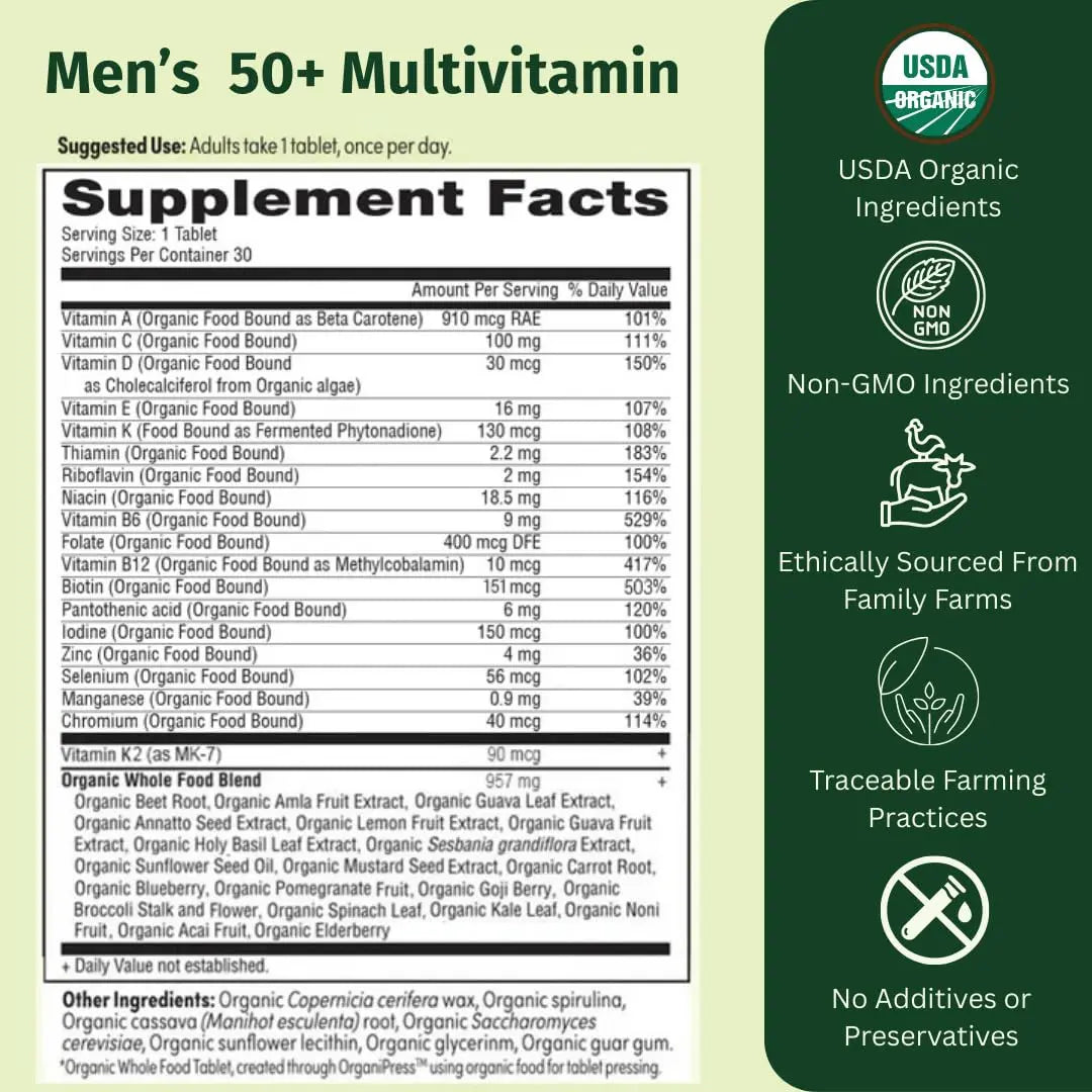 EarthFirst Organic Women's & Men's 50+ Once Daily Multi Bundle,19 Vitamins from Herbs & Superfoods, 30 Count EarthFirst Organicnz supplements