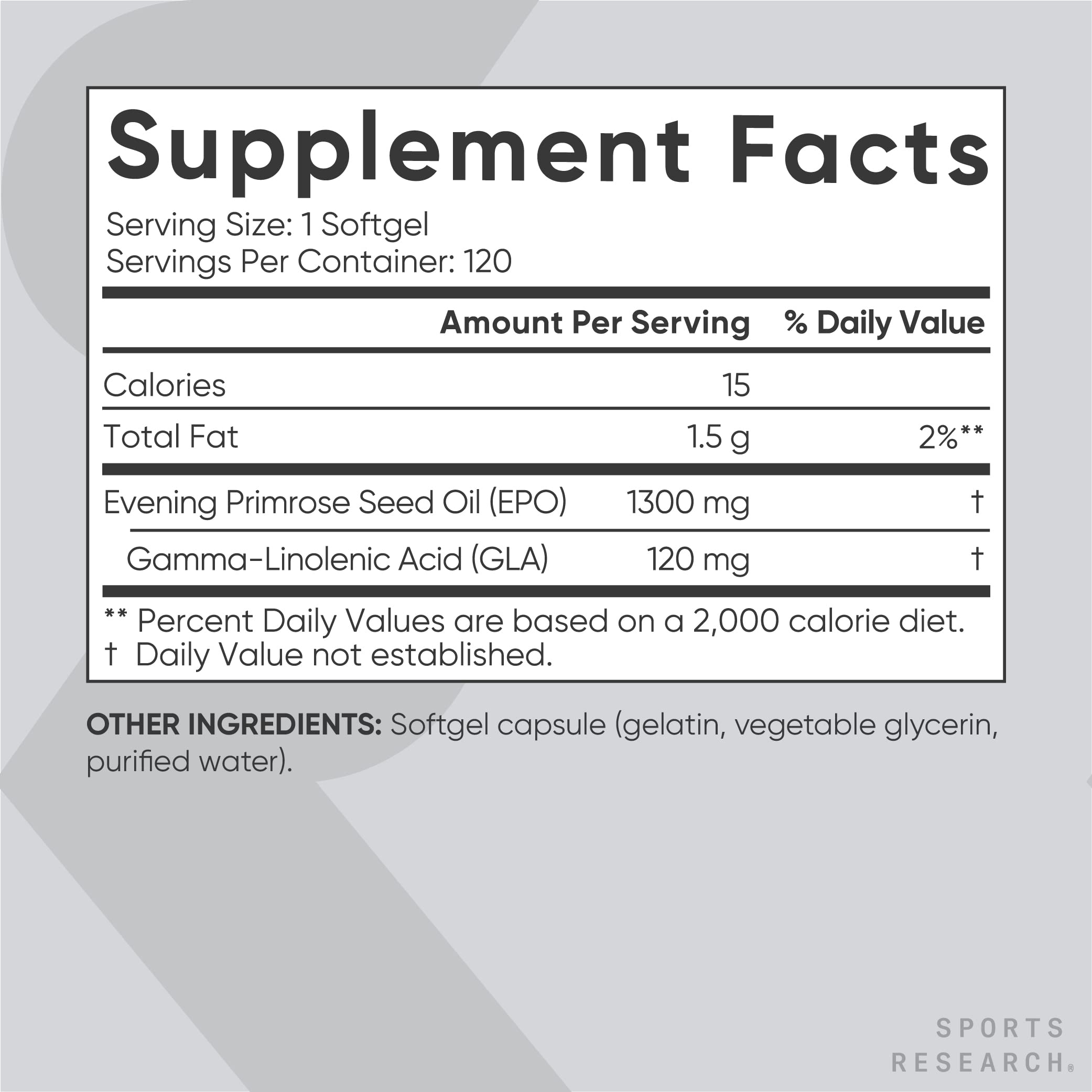 Sports Research Evening Primrose Supplement from Cold Pressed Oil Sports ResearchAu supplements