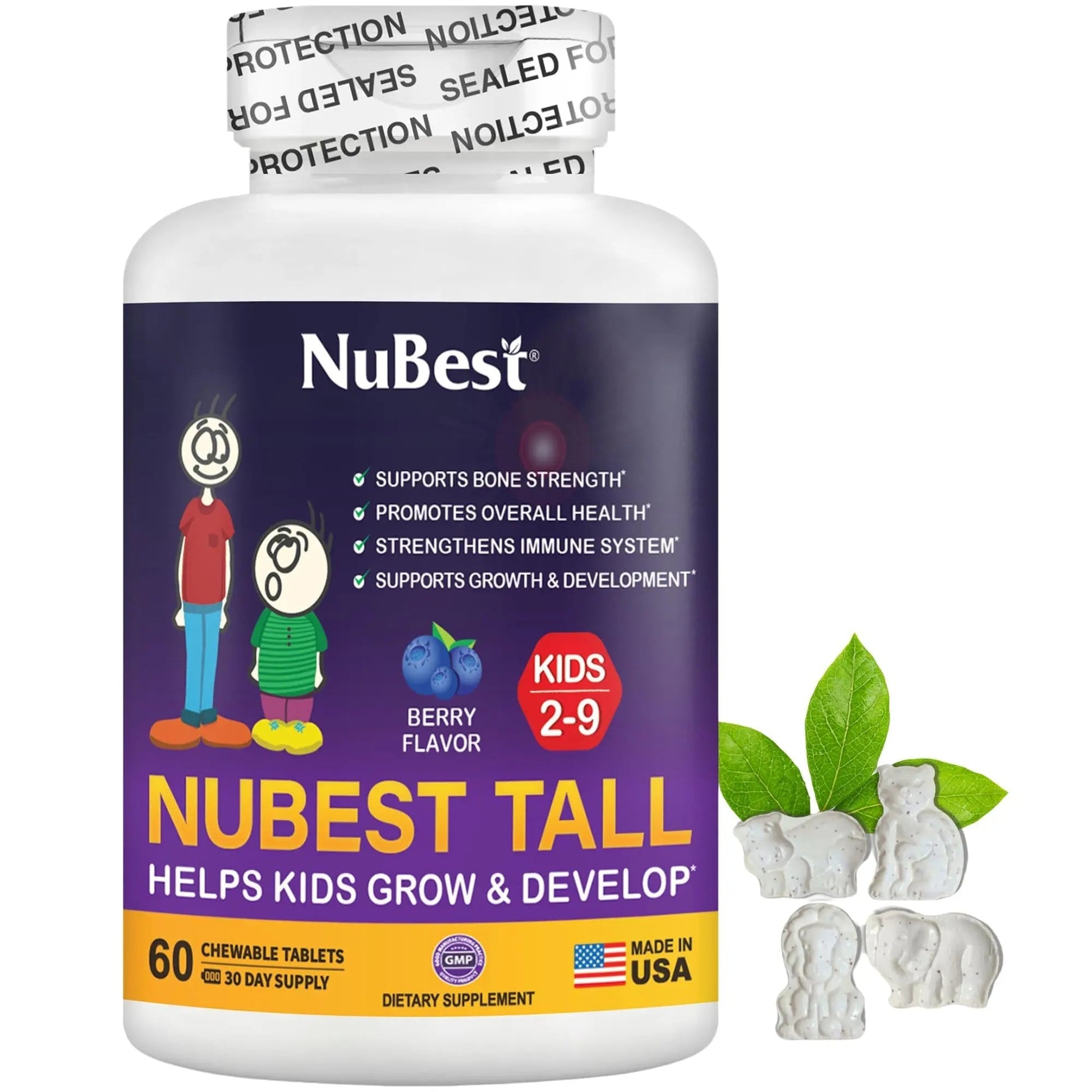 NuBest Tall Kids - Multivitamins & Minerals for Age 2 to 9 - Bone Strength & Immunity Support - Helps Kids, Toddlers Healthy NuBestAu supplements