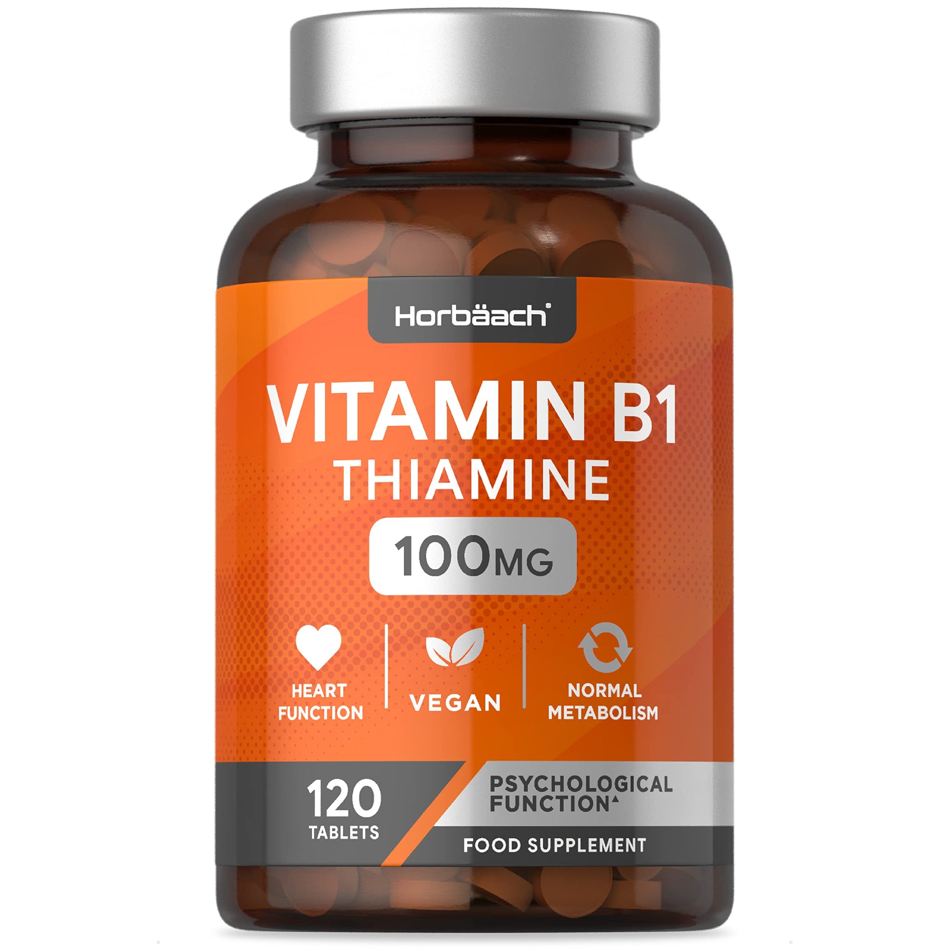 Vitamin B1 Thiamine High Strength 100mg | 120 Vegan Tablets | No Artificial HorbäachUS supplements