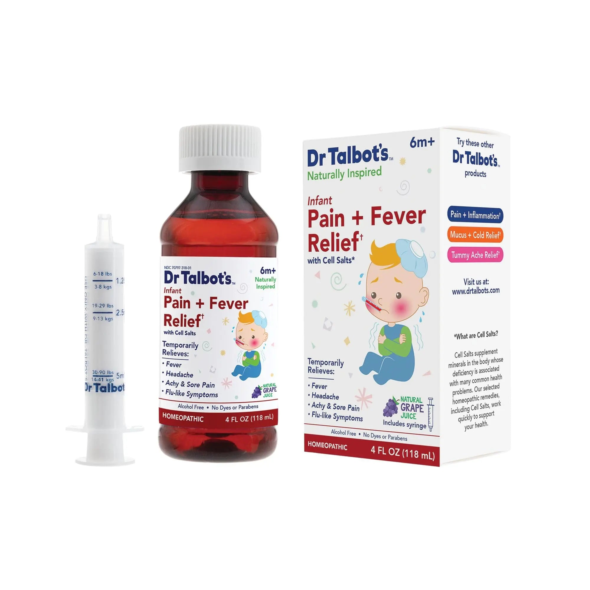 Dr. Talbot's Infant Pain and Fever Relief Liquid Medicine - 4 fl oz - 6+ Months - Grape Juice Flavor - No Alcohol, Dyes, or Parabens - Baby Essentials Dr. Talbot'sAu supplements