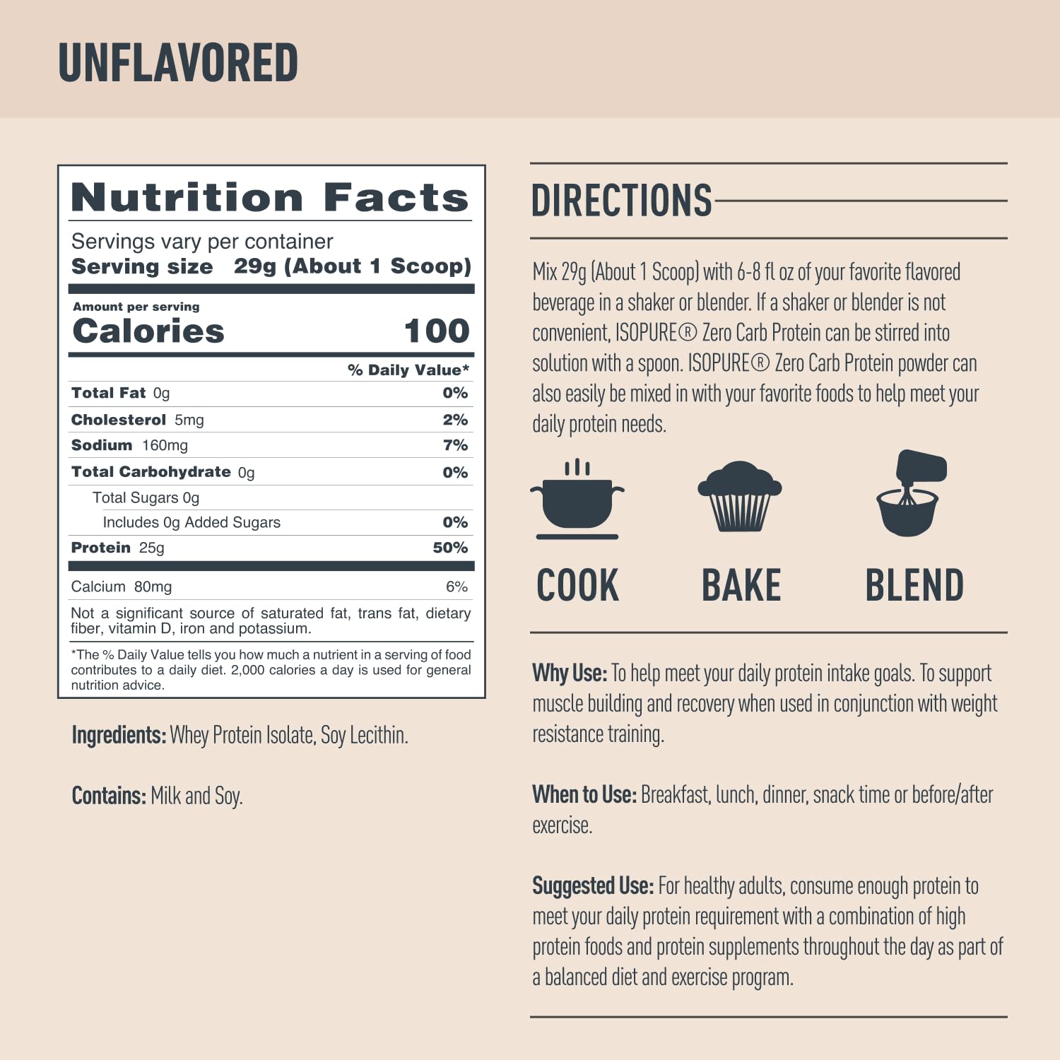 Isopure Unflavored Protein, 25g Whey Isolate, Zero Carb & Keto Friendly, 47 Servings IsopureUS supplements