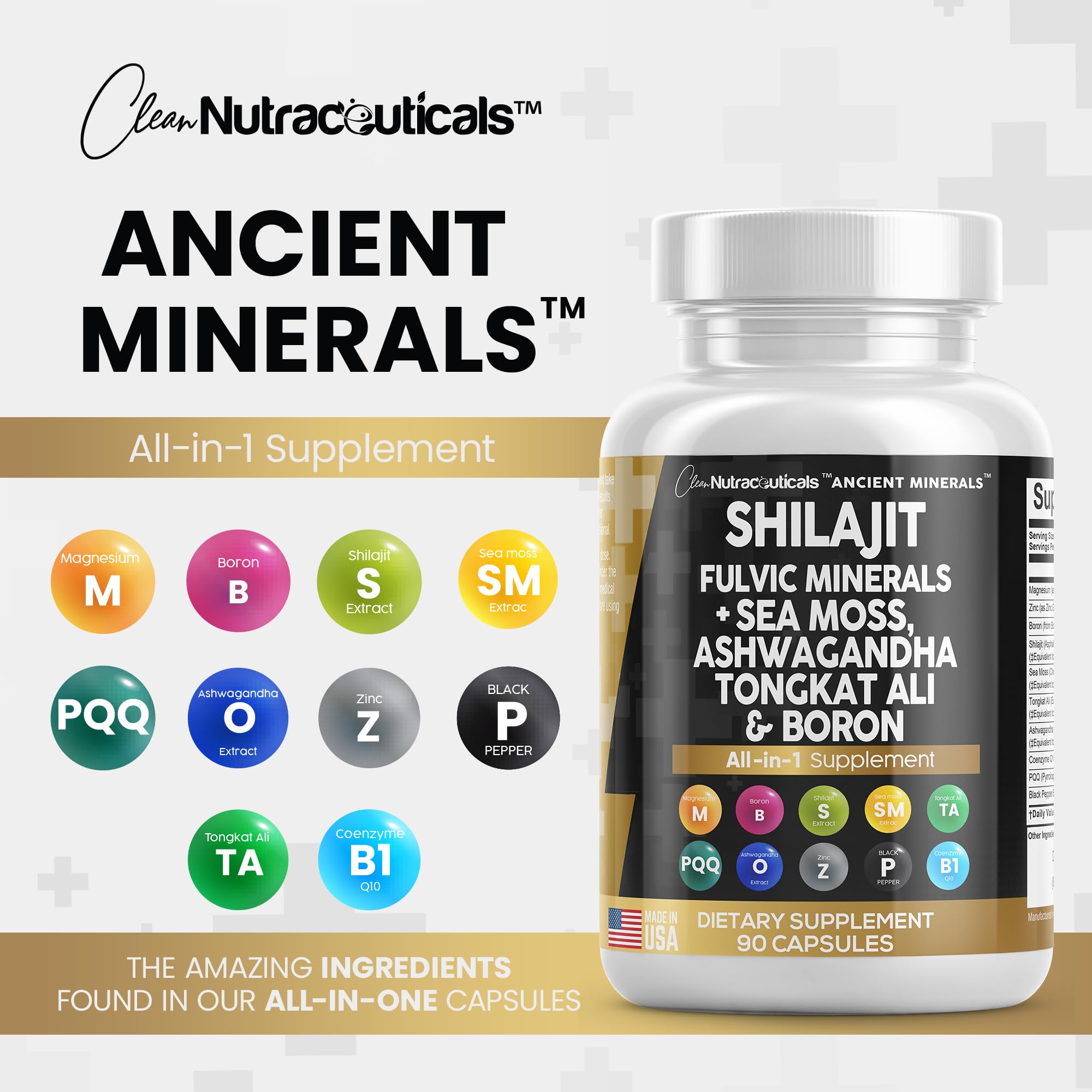 Pure Shilajit Supplement 10,000mg Himalayan w Sea Moss 6000mg Clean NutraceuticalsAu supplements