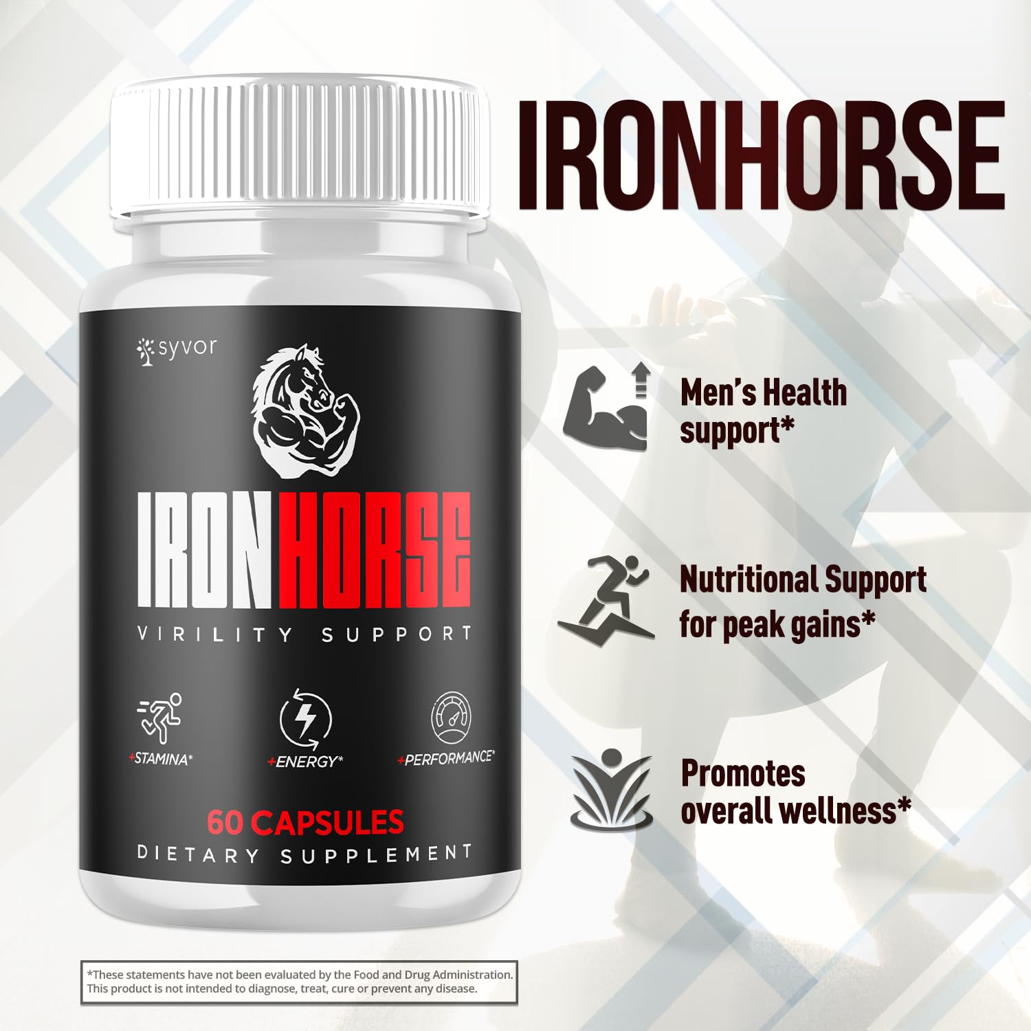 Iron Horse Supplement Pills, Official Iron Horse Pills for Men with All Natural Ingredients, Advanced IronHorse Capsules Designed to Support Health and Wellness with Premium Vitamins (60 Capsules) SyvorAu supplements