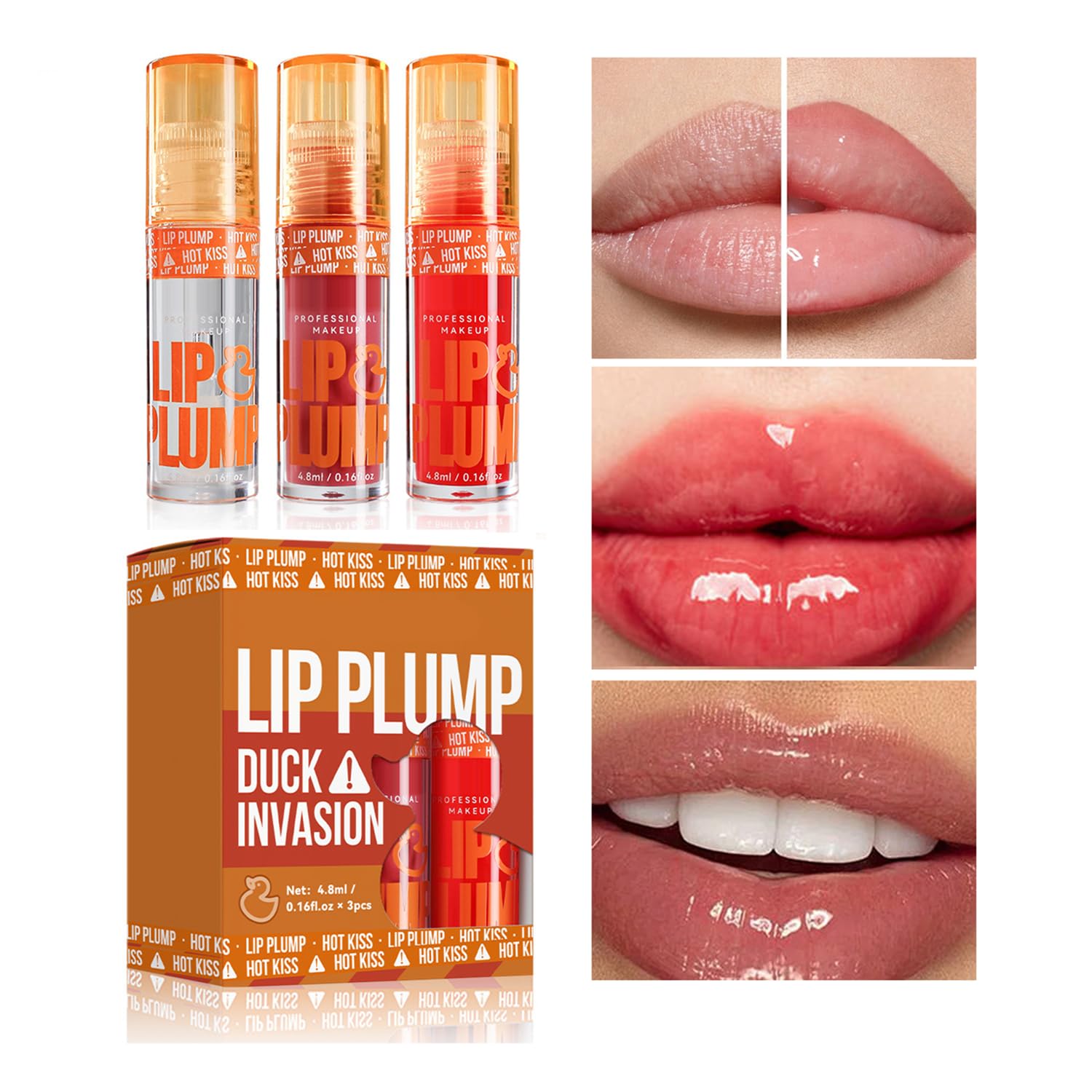 GHFCZOO 3 Colors Duck Lip Plumper Gloss, Hydrating Glitter Shine Primer Lip Tint, Non-Sticky Korean Plumping Lip Oil, Moisturizing Tinted Lip Balm for Sexy, Glossy Lips (Set A, 3pcs/set) GHFCZOOAu supplements