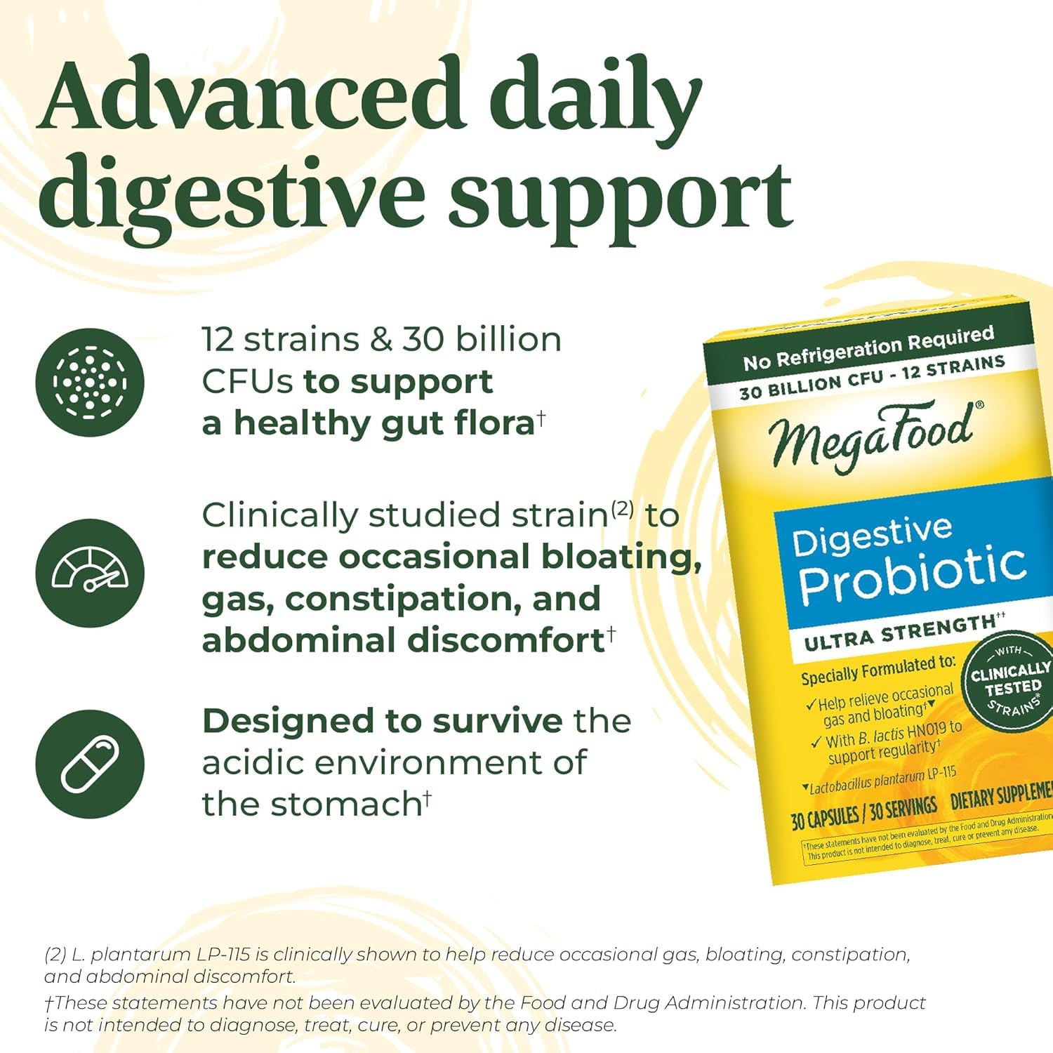 MegaFood Digestive Probiotic - 12 Strain Vegetarian Probiotics for Women & Men, 30 Billion CFUs, Support Gut Health, Probiotics for Digestive Health Help Relieve Occasional Gas & Bloating, 30 Capsules MegaFoodAu supplements