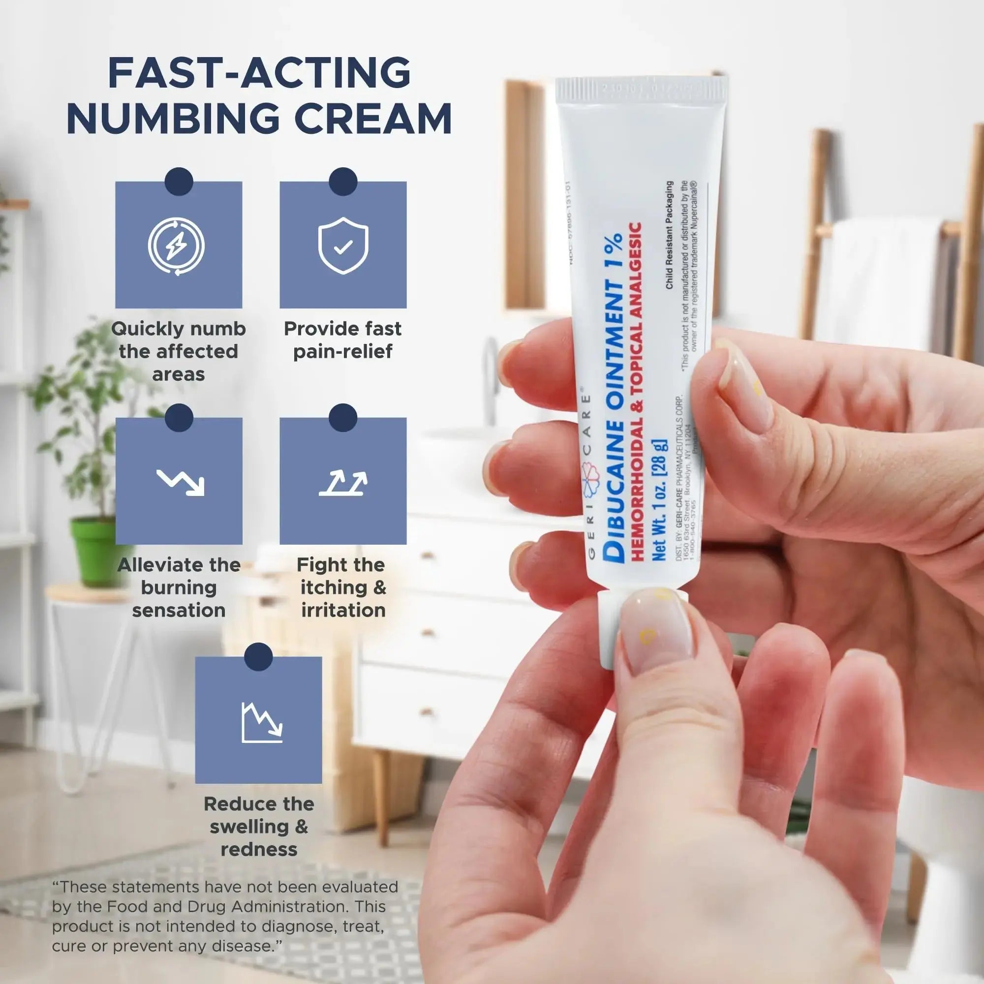 GeriCare Dibucaine Hemorroid Ointment 1% Pain-Relief Hemorrhoid Cream |Hemorroidal & Topical Analgesic| Quick Relief from Burning & Itching | Fast-Acting External Hemorrhoid Treatment 1oz (2 Pack) GeriCareAu supplements