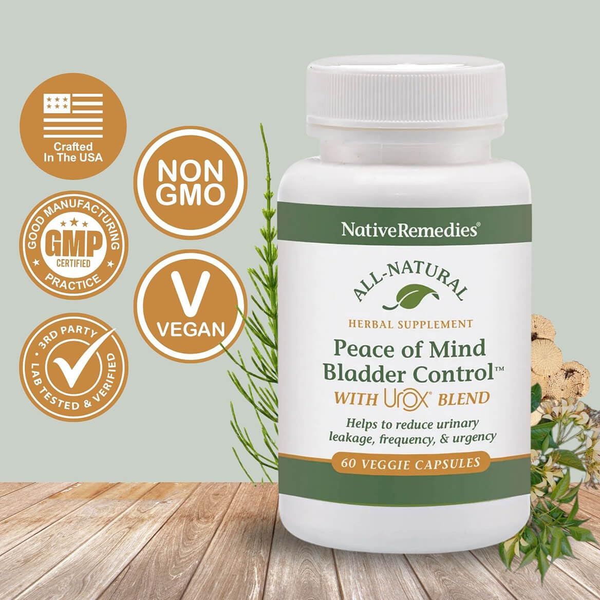 Native Remedies Bladder Control Supplements - Peace of Mind with Urox - Bladder Support for Women & Men, for Overactive Bladders Health - Reduce Nighttime Urination - Non-GMO Vegan Capsules (60 Count) Native RemediesAu supplements