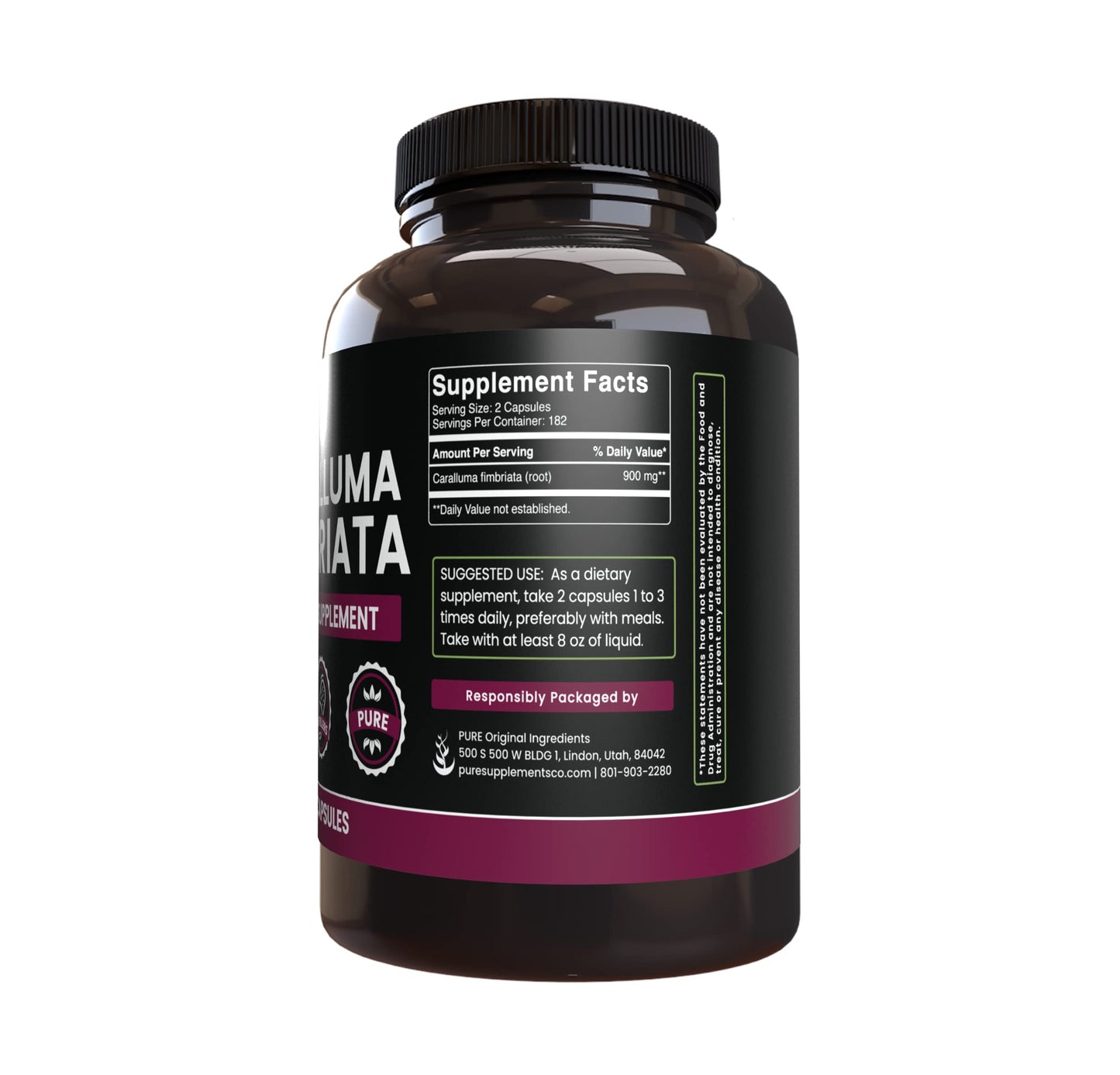 PURE ORIGINAL INGREDIENTS Caralluma Fimbriata (365 Capsules) No Magnesium Or Rice PURE ORIGINAL INGREDIENTSUS supplements