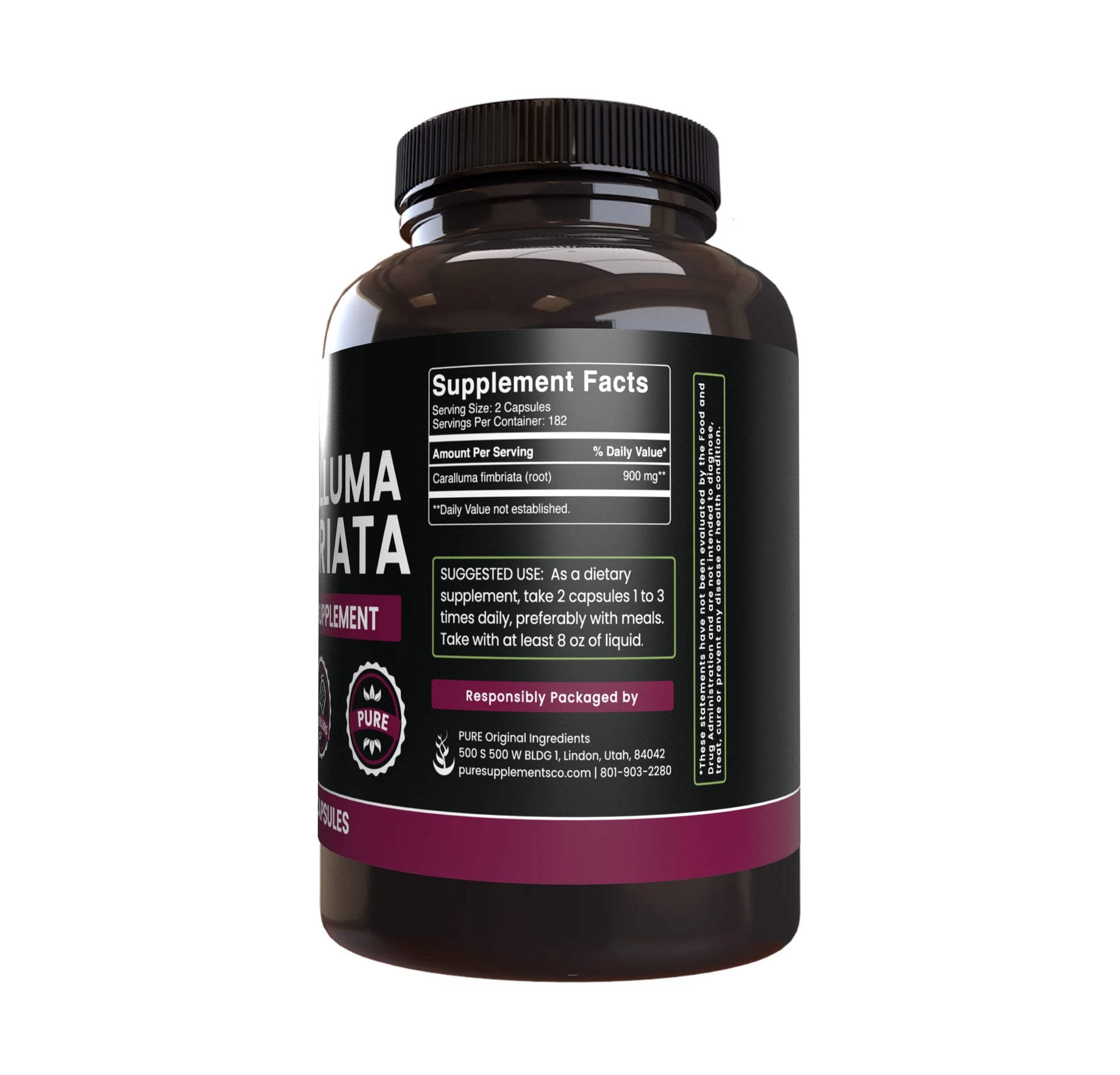 PURE ORIGINAL INGREDIENTS Caralluma Fimbriata (365 Capsules) No Magnesium Or Rice PURE ORIGINAL INGREDIENTSAu supplements
