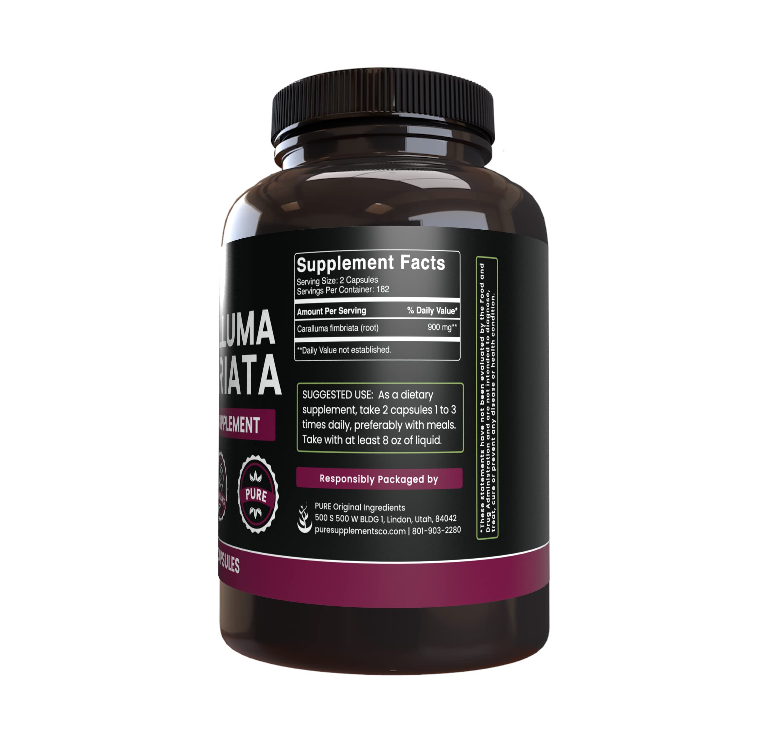 PURE ORIGINAL INGREDIENTS Caralluma Fimbriata (365 Capsules) No Magnesium Or Rice PURE ORIGINAL INGREDIENTSAu supplements