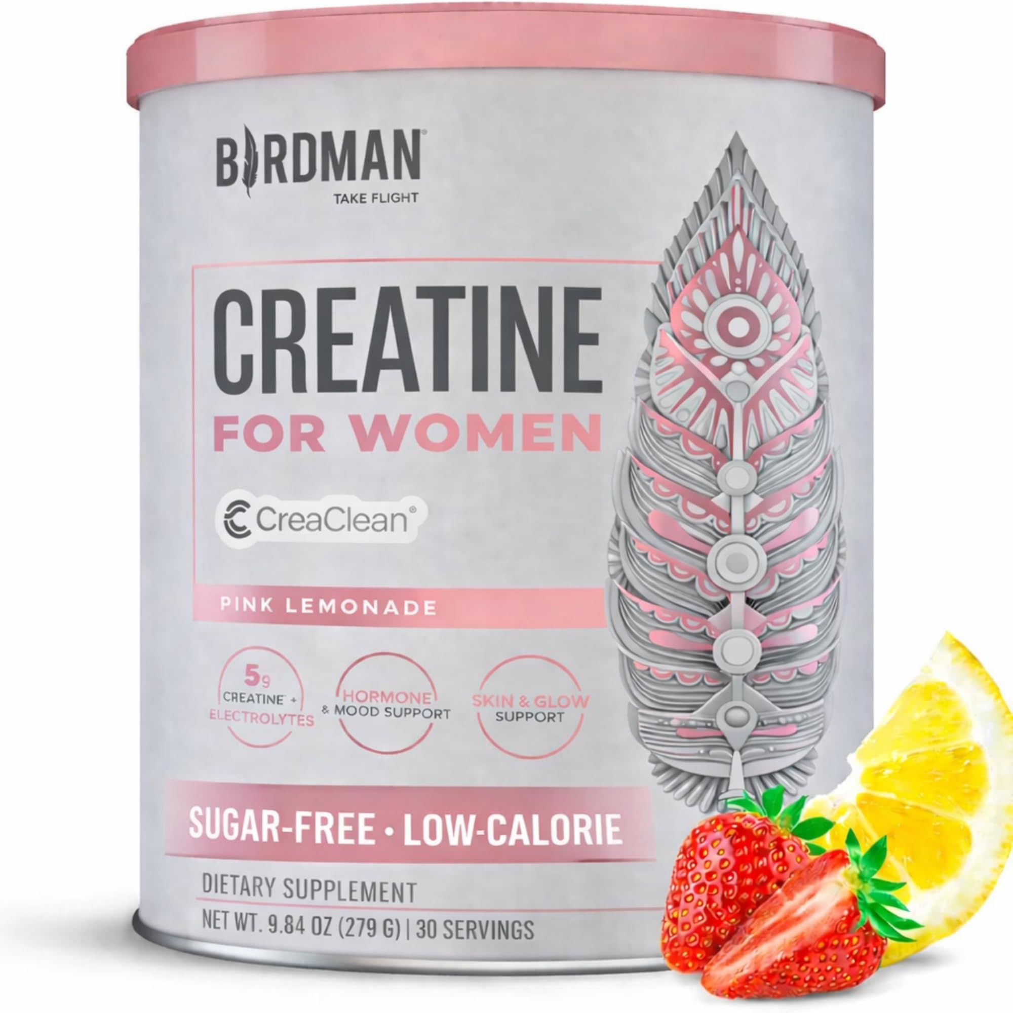 BIRDMAN Creatine for Women | Creatine Monohydrate Powder with Myo & D-Chiro Inositol, Hyaluronic Acid, Zinc, Electrolytes and Vitamins | Sugar Free, Pink Lemonade | 30 Servings BIRDMANAu supplements