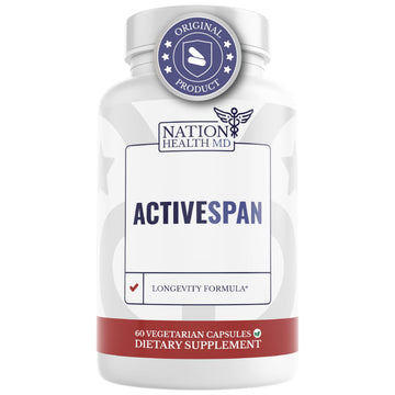 NATION HEALTH MD ActiveSpan - Longevity Supplement for Anti Aging - with Ashwagandha Extract, Astragalus, Cat's Claw, Ceylon Cinnamon, L-Lysine, L-Glutamine & More - 60 Capsules NATION HEALTH MDAu supplements