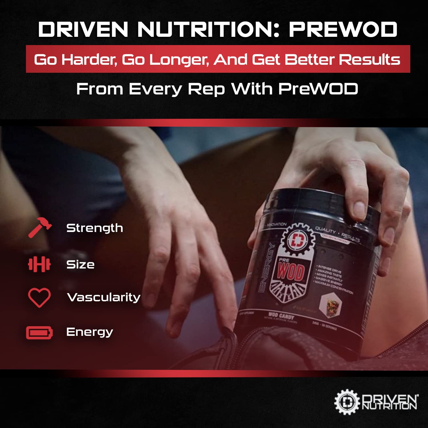 Driven PREWOD Energy Matrix, 50 Servings - Pre-Workout Supplement with Caffeine Driven NutritionAu supplements
