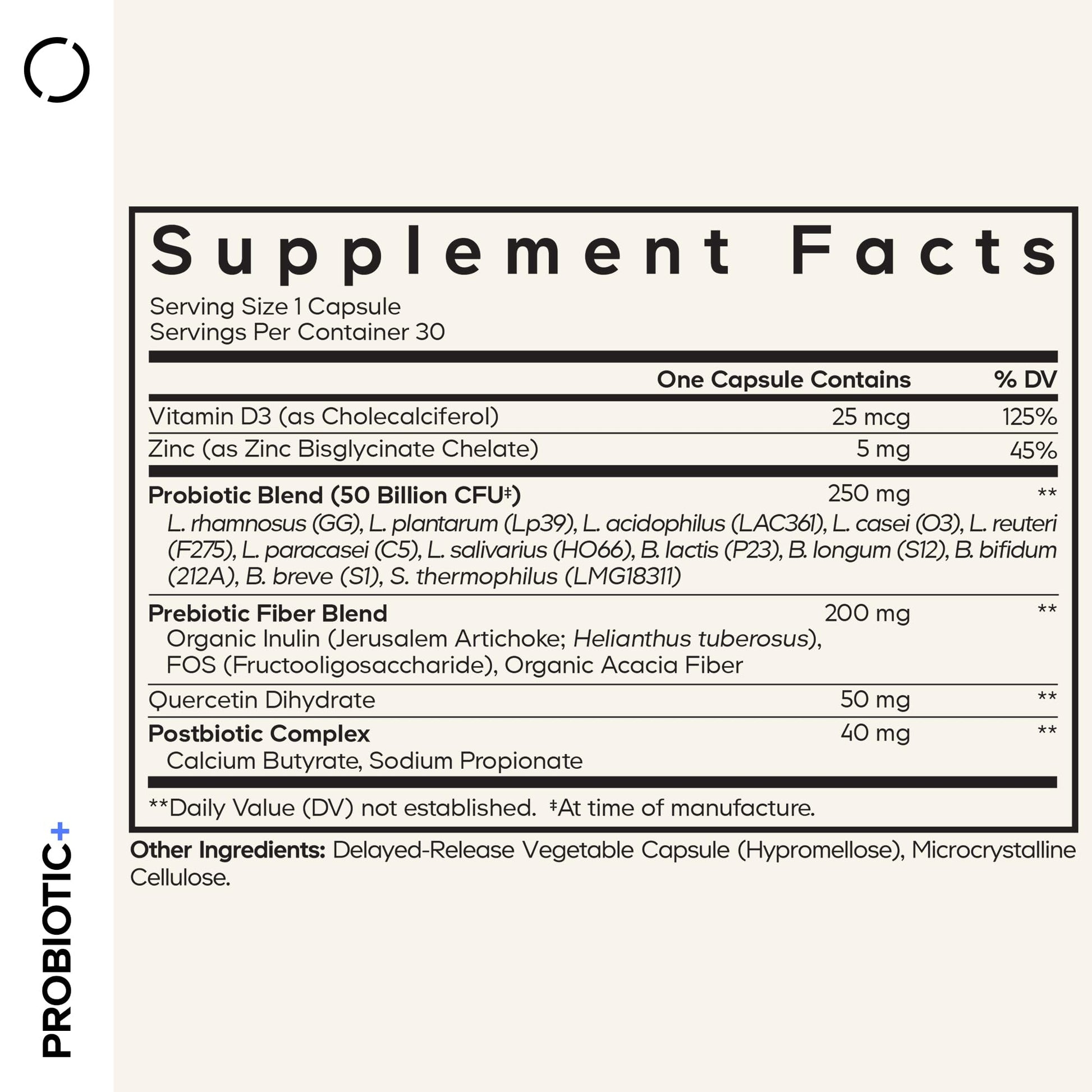 Codeage Probiotic+ 50 Billion CFU** Supplement - 12-Strain Probiotic Blend, Organic Prebiotic Fiber, Postbiotics, Vitamin D3, Zinc Bisglycinate, Quercetin - for Men & Women - Non-GMO - 30 Capsules CodeageAu supplements