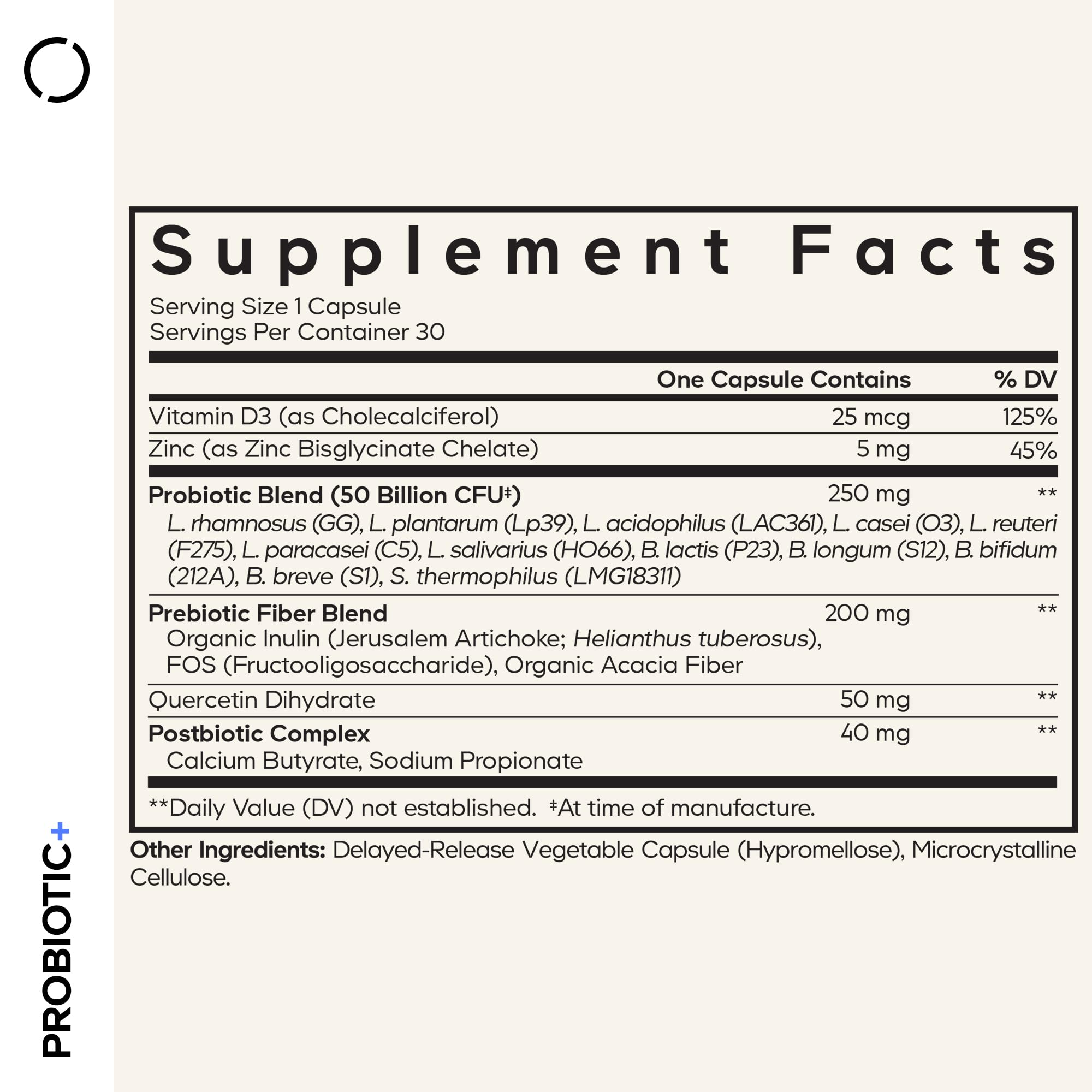 Codeage Probiotic+ 50 Billion CFU** Supplement - 12-Strain Probiotic Blend, Organic Prebiotic Fiber, Postbiotics, Vitamin D3, Zinc Bisglycinate, Quercetin - for Men & Women - Non-GMO - 30 Capsules CodeageAu supplements