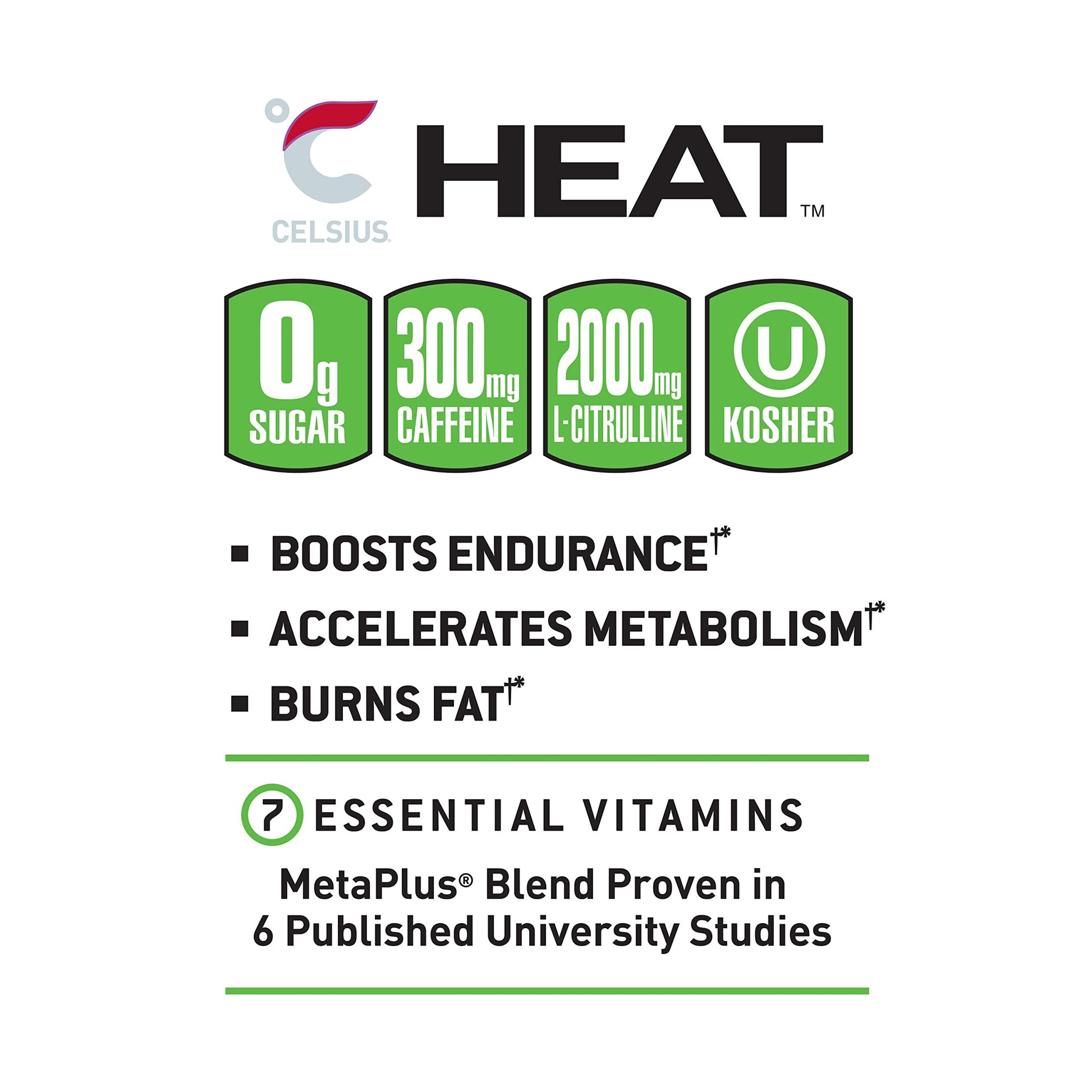 CELSIUS HEAT Performance Energy Drink, Cherry Lime, 16 Fl Oz (Pack of 12) CELSIUSUS supplements