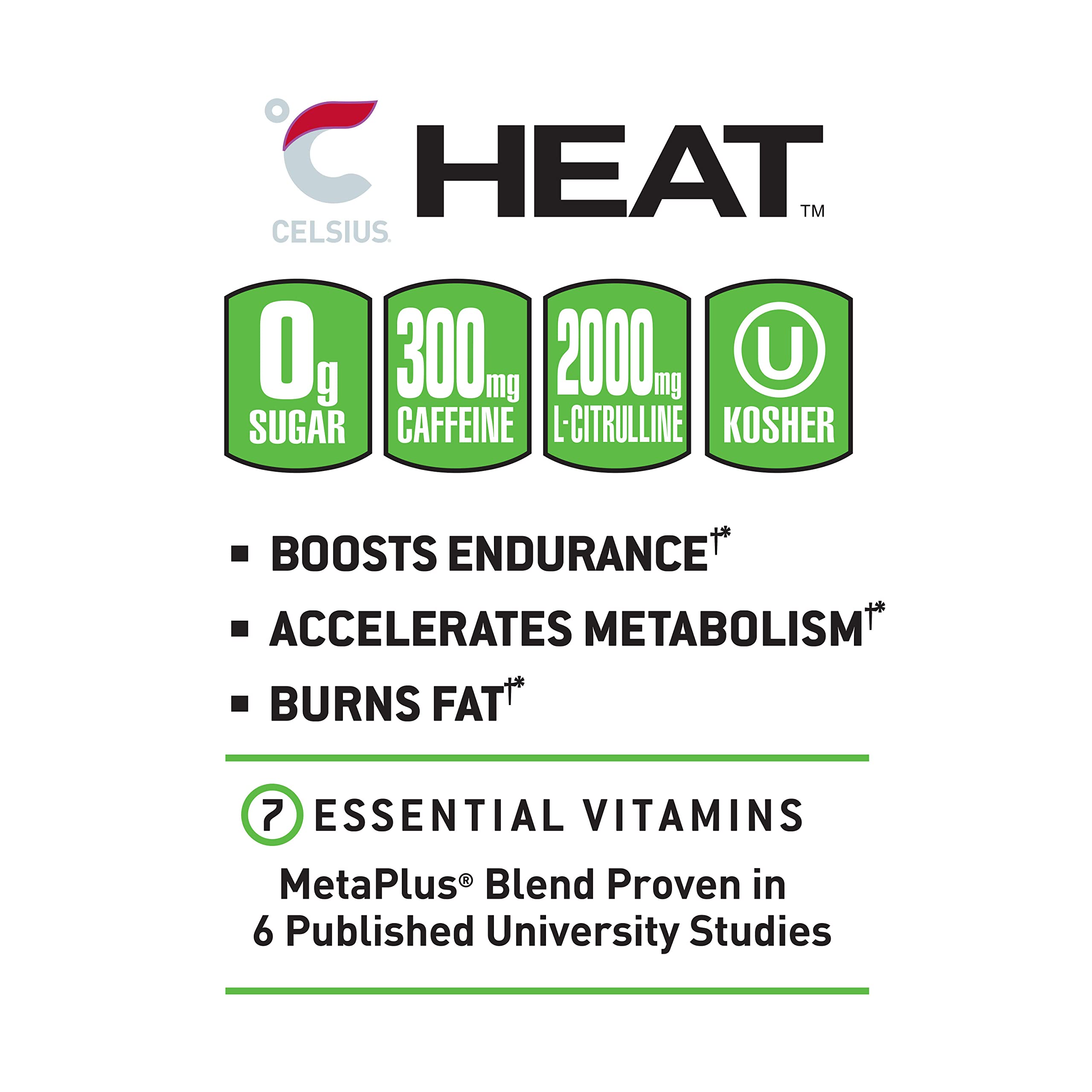 CELSIUS HEAT Performance Energy Drink, Cherry Lime, 16 Fl Oz (Pack of 12) CELSIUSUS supplements