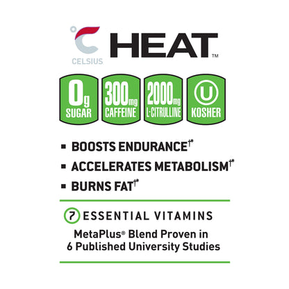 CELSIUS HEAT Performance Energy Drink, Cherry Lime, 16 Fl Oz (Pack of 12) CELSIUSUS supplements