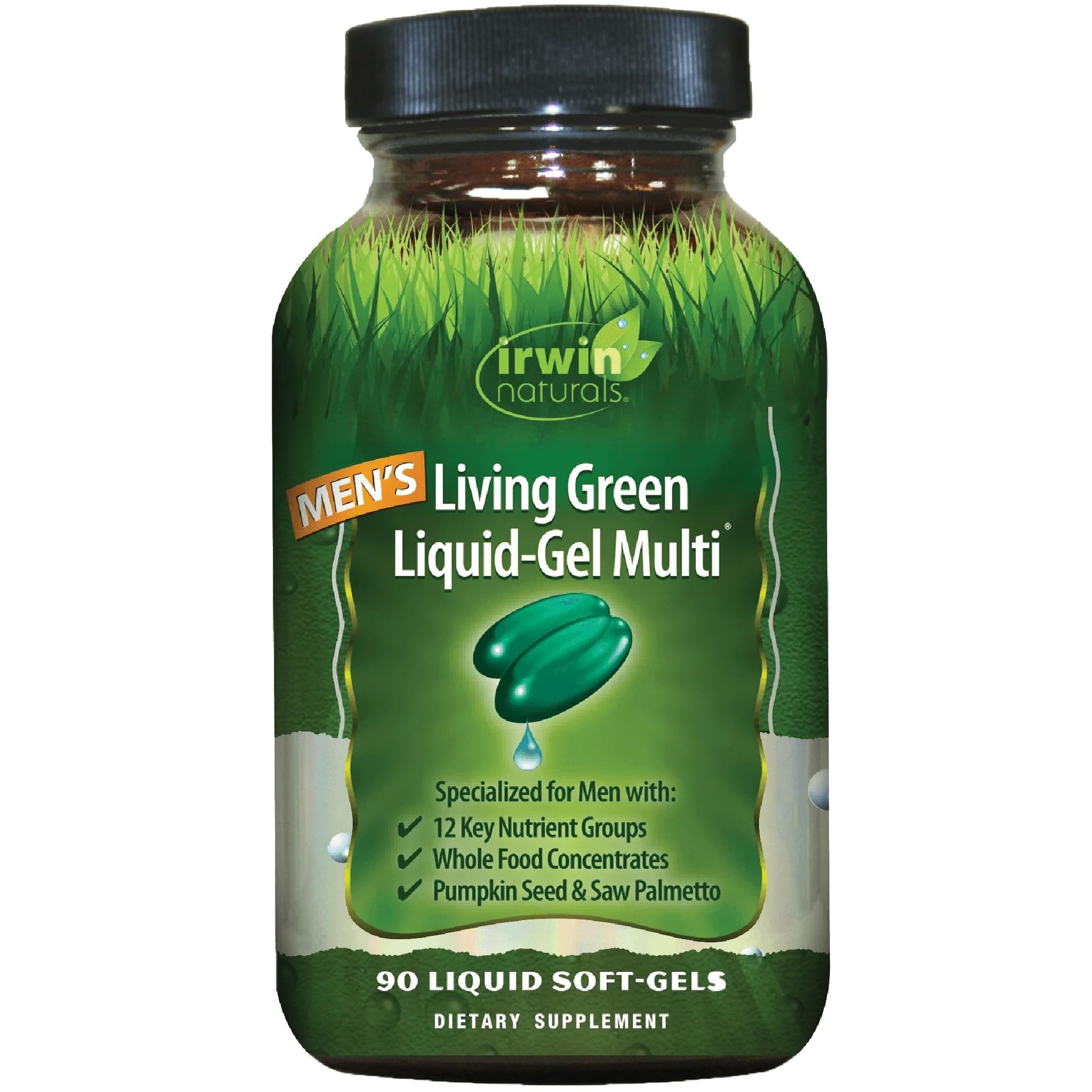 Irwin Naturals Men's Living Green Liquid-Gel Multi - 70 Essential Nutrients, Full-Spectrum Vitamin Supplements for Men, Wholefood Blend - Promotes Brain & Adrenal Support - 90 Liquid Soft-Gels Irwin NaturalsAu supplements