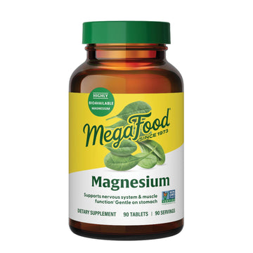 Megafood Magnesium Supplement with Fermented Magnesium Glycinate - Chelated - Supports Heart & Nervous System - Vegan Gluten-Free Non-GMO Kosher - Made Without 9 Food Allergens - 90 Tablets MegaFoodAu supplements