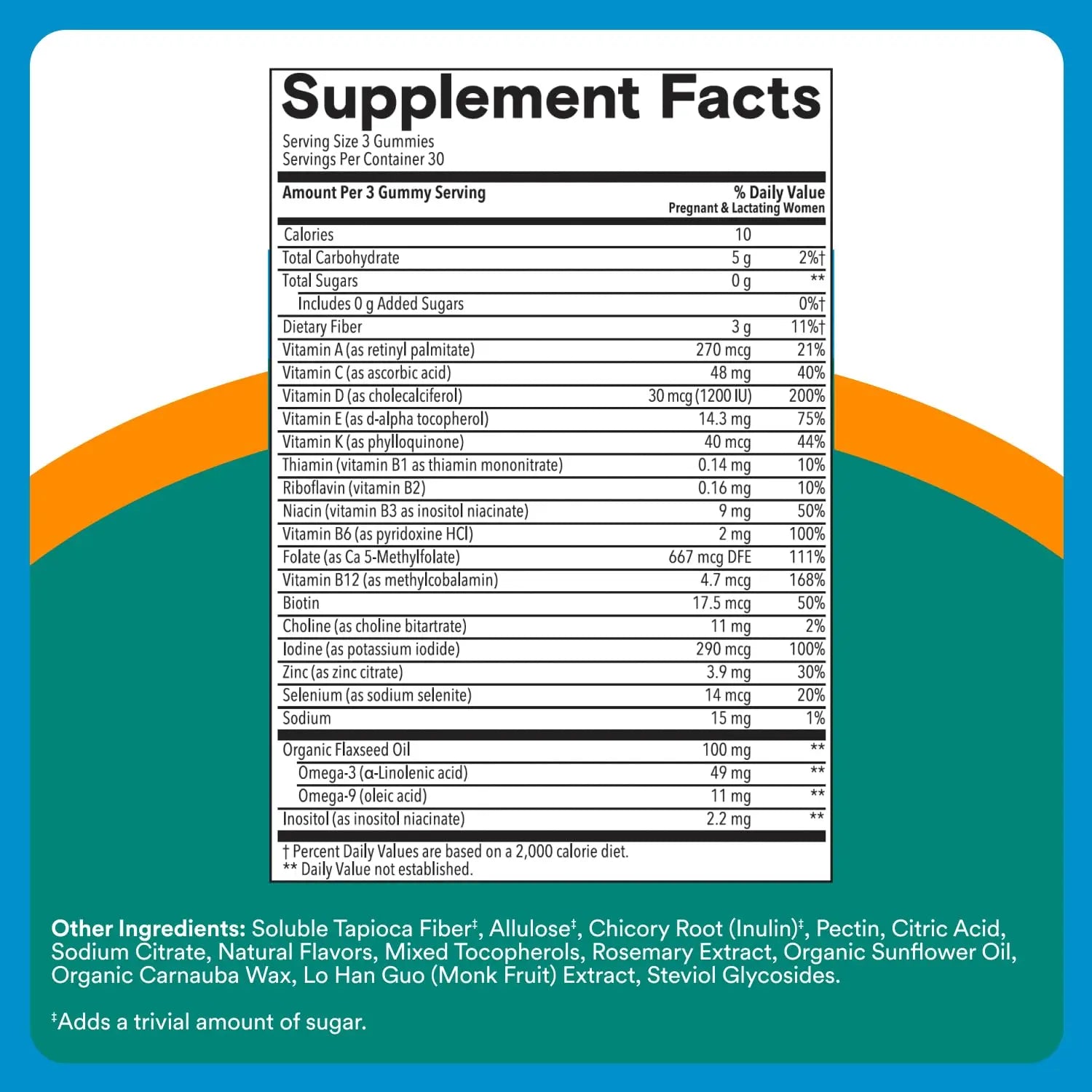 SmartyPants Zero Sugar Prenatal Multivitamin Gummies: Choline, Methylfolate, Omega 3 (ALA), Vitamin D3, C, Vitamin B12, B6, A, K, Zinc, Biotin SmartyPantsAu supplements