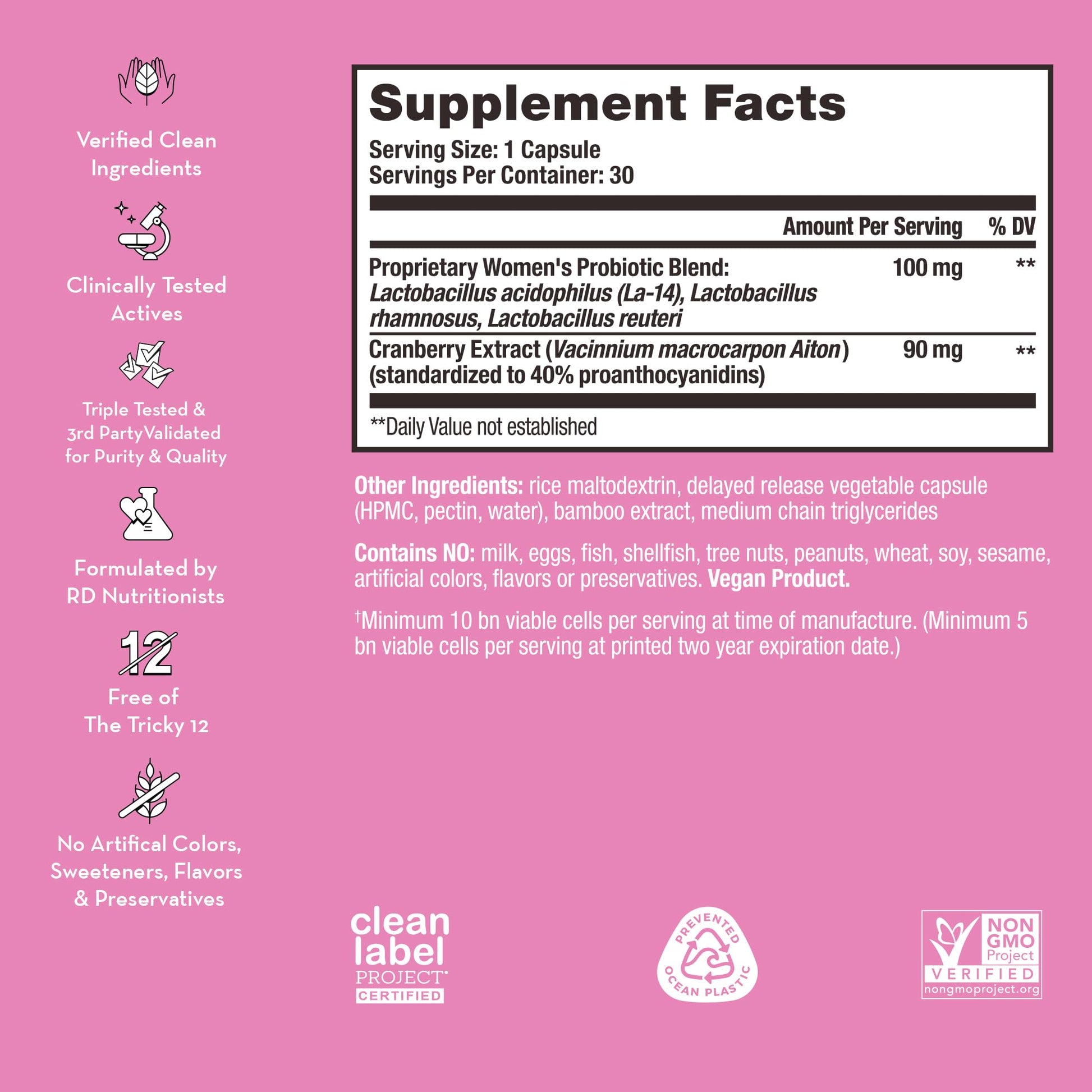 HUM Private Party Pills - Vaginal Probiotics for Women's Ph Balance with Cranberry HUMAu supplements