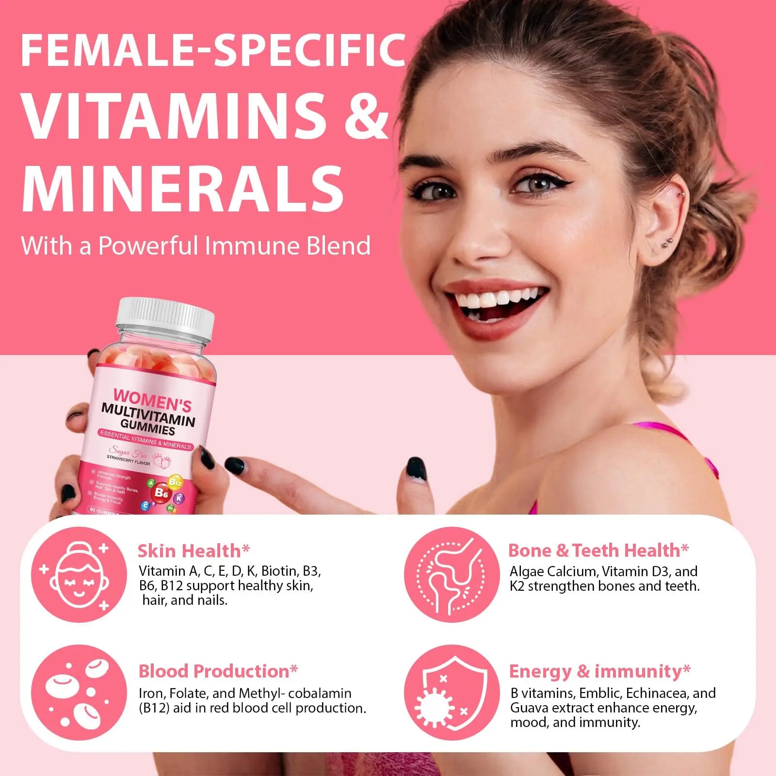 DCTTVHVD Multivitamin Gummies for Women, Natural Multi Vitamins, Boosts Immunity, Energy & Focus, Womens Daily Multivitamin Gummy DCTTVHVDAu supplements