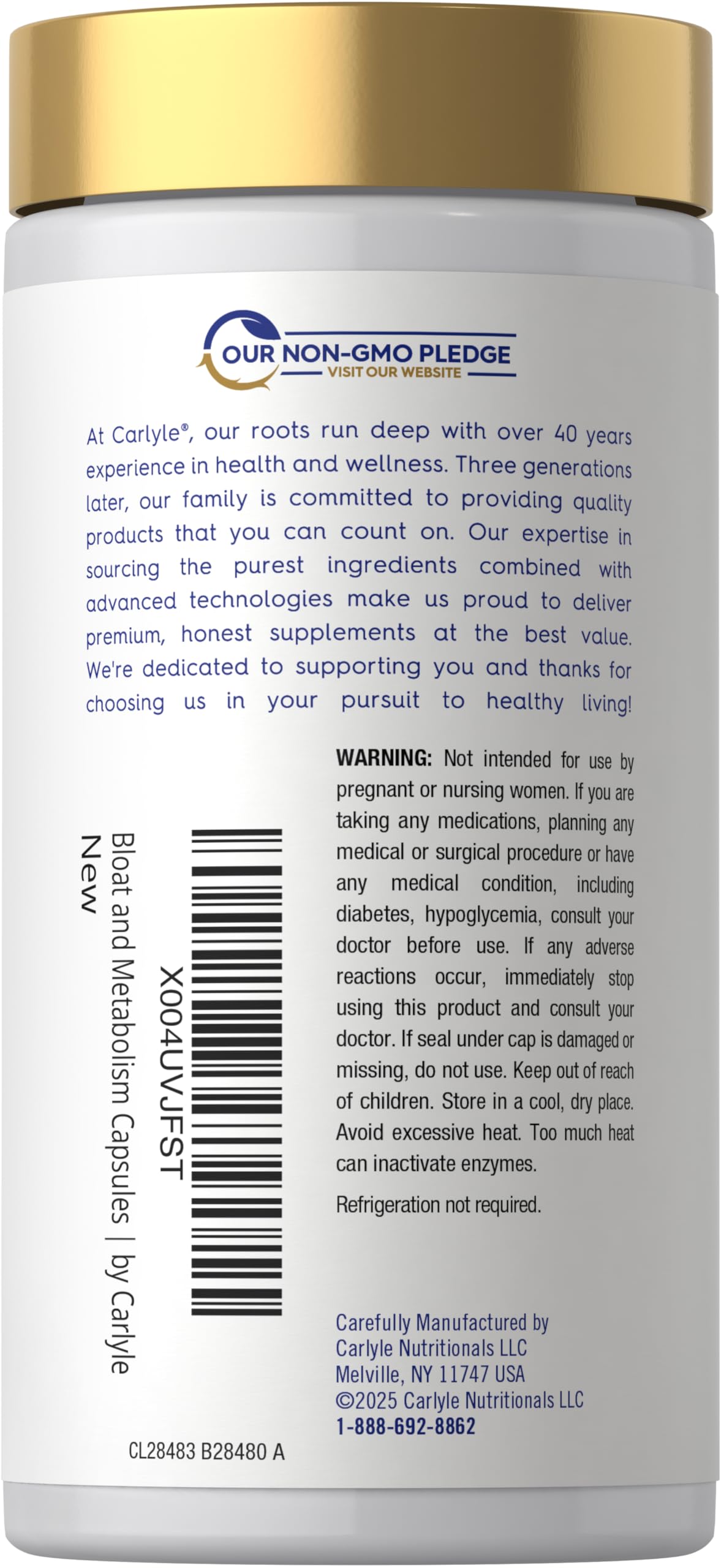 Carlyle Bloat and Metabolism Probiotic | 90 Capsules | Bloating Relief Formula | Sugar & Cellular Energy Support | for Women and Men | Vegan, Non-GMO, Gluten Free CarlyleAu supplements