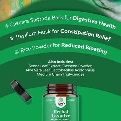 Herbal Laxative Capsules with Probiotics – Natural Laxative Pills to Cleanse Colon and Support Natures CraftUS supplements